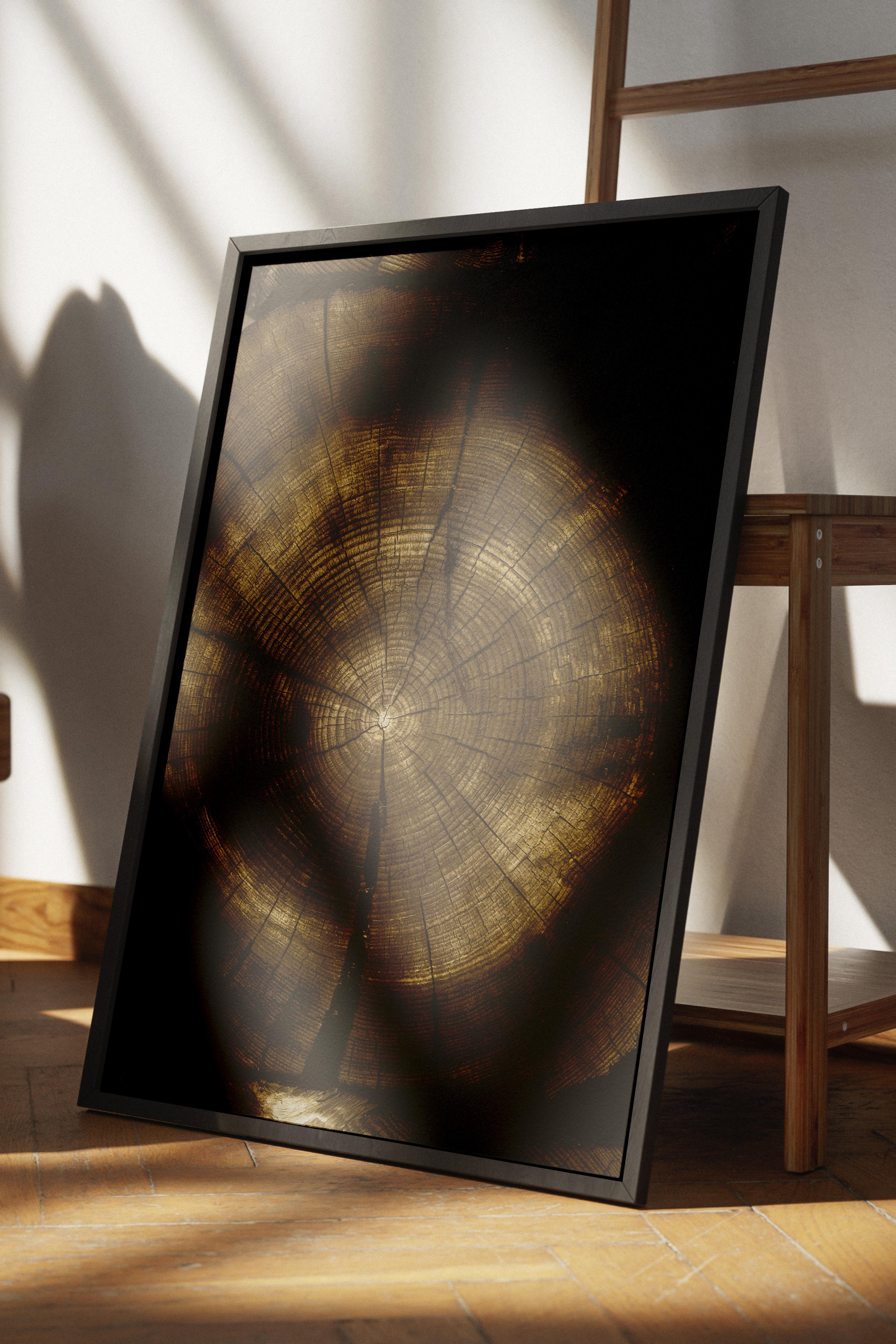 Rustic Çerçevesiz Poster, İskandinav Kahverengi Poster, NO:39 Ağaç Kesiti 1 Fotoğraf, Dikey