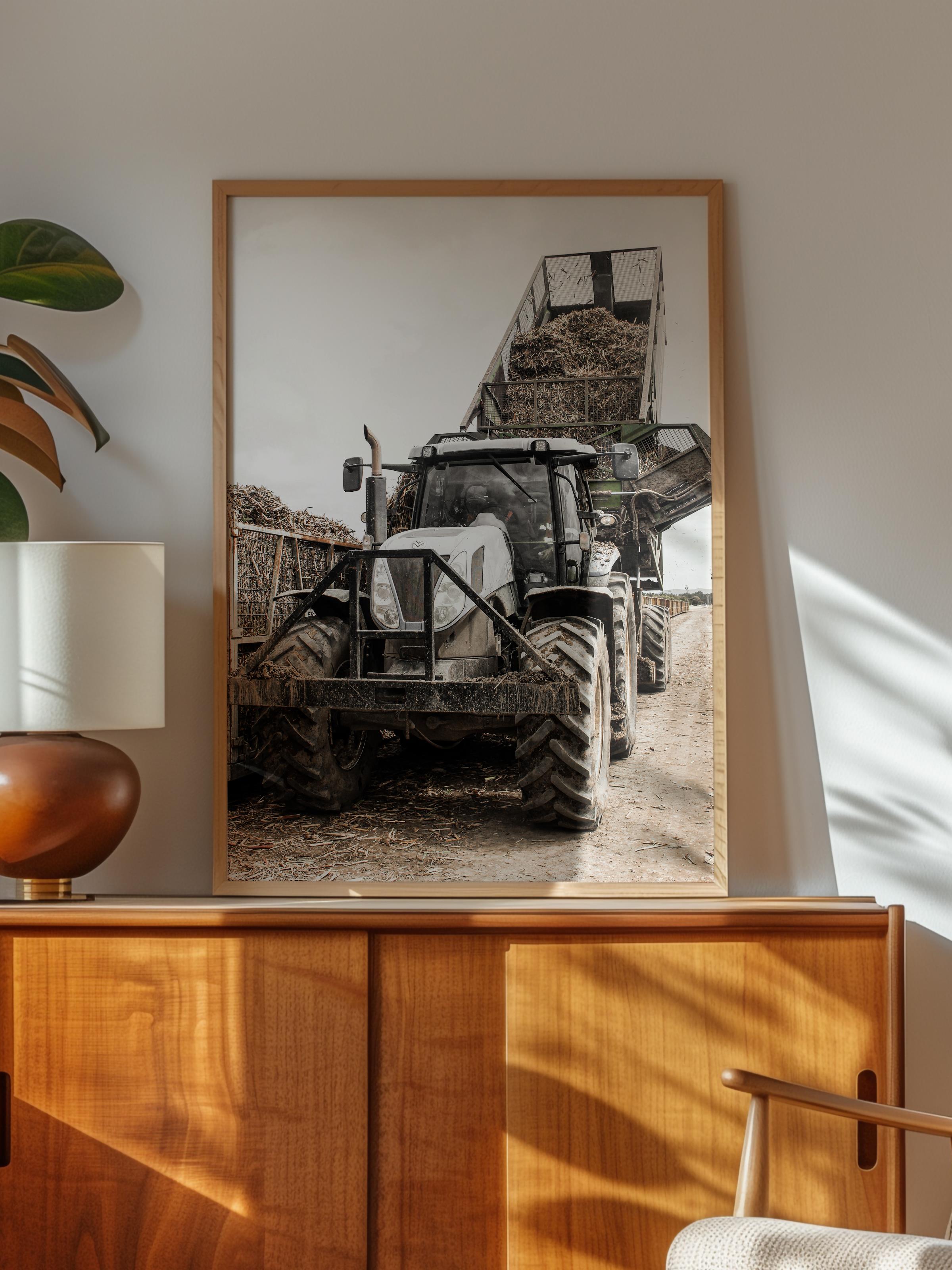 Rustic Çerçevesiz Poster, İskandinav Kahverengi Poster, NO:394 Traktör Fotoğraf