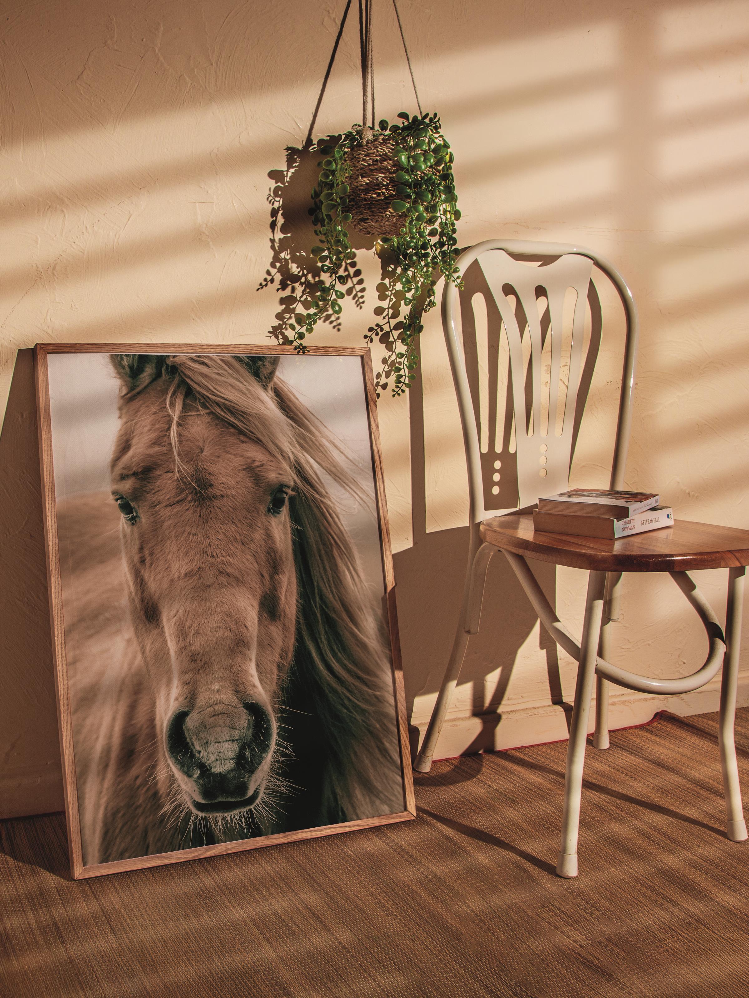 Rustic Çerçevesiz Poster, İskandinav Kahverengi Poster, NO:398 At Fotoğraf
