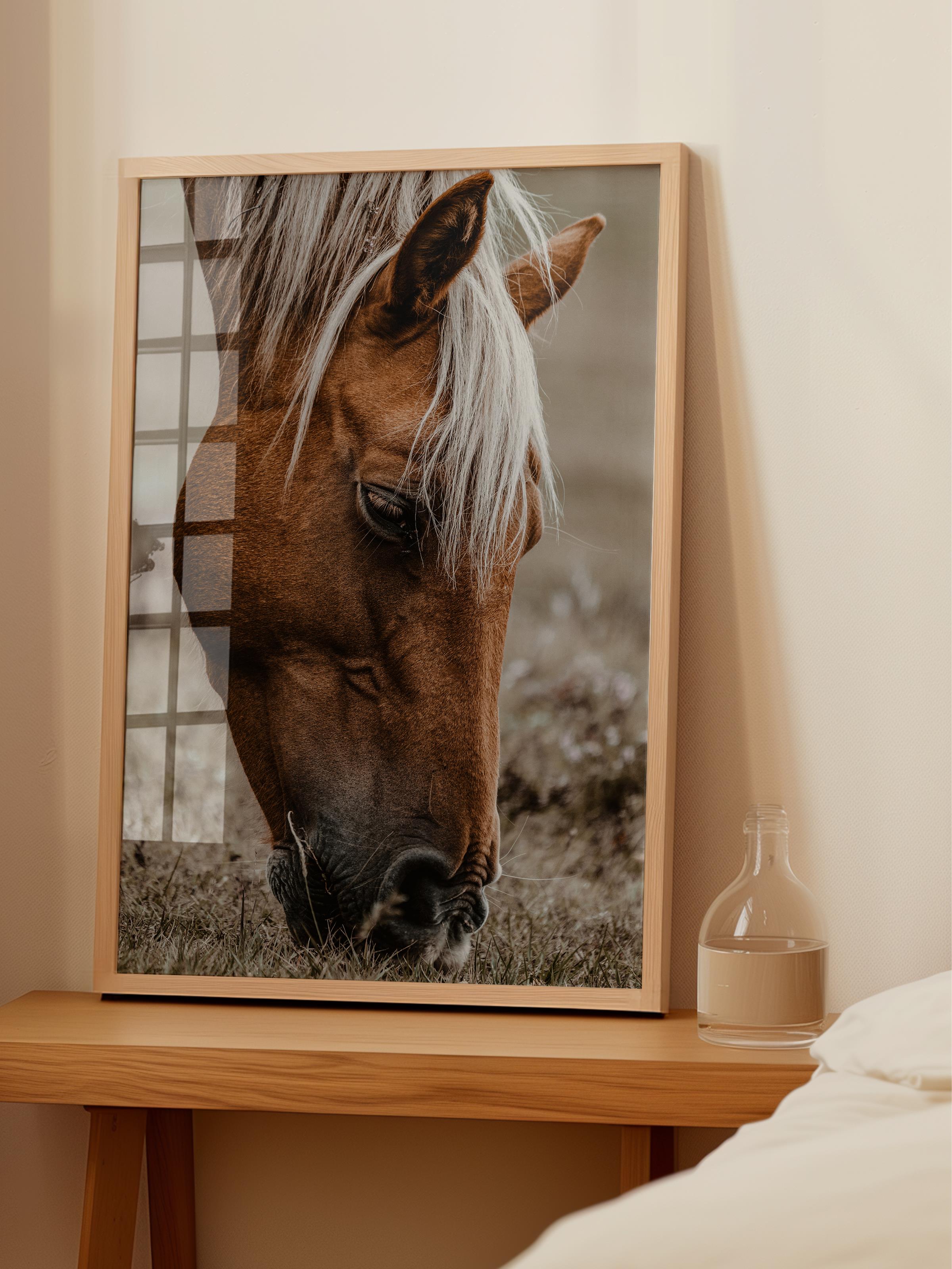 Rustic Çerçevesiz Poster, İskandinav Kahverengi Poster, NO:4 At Fotoğraf, Dikey