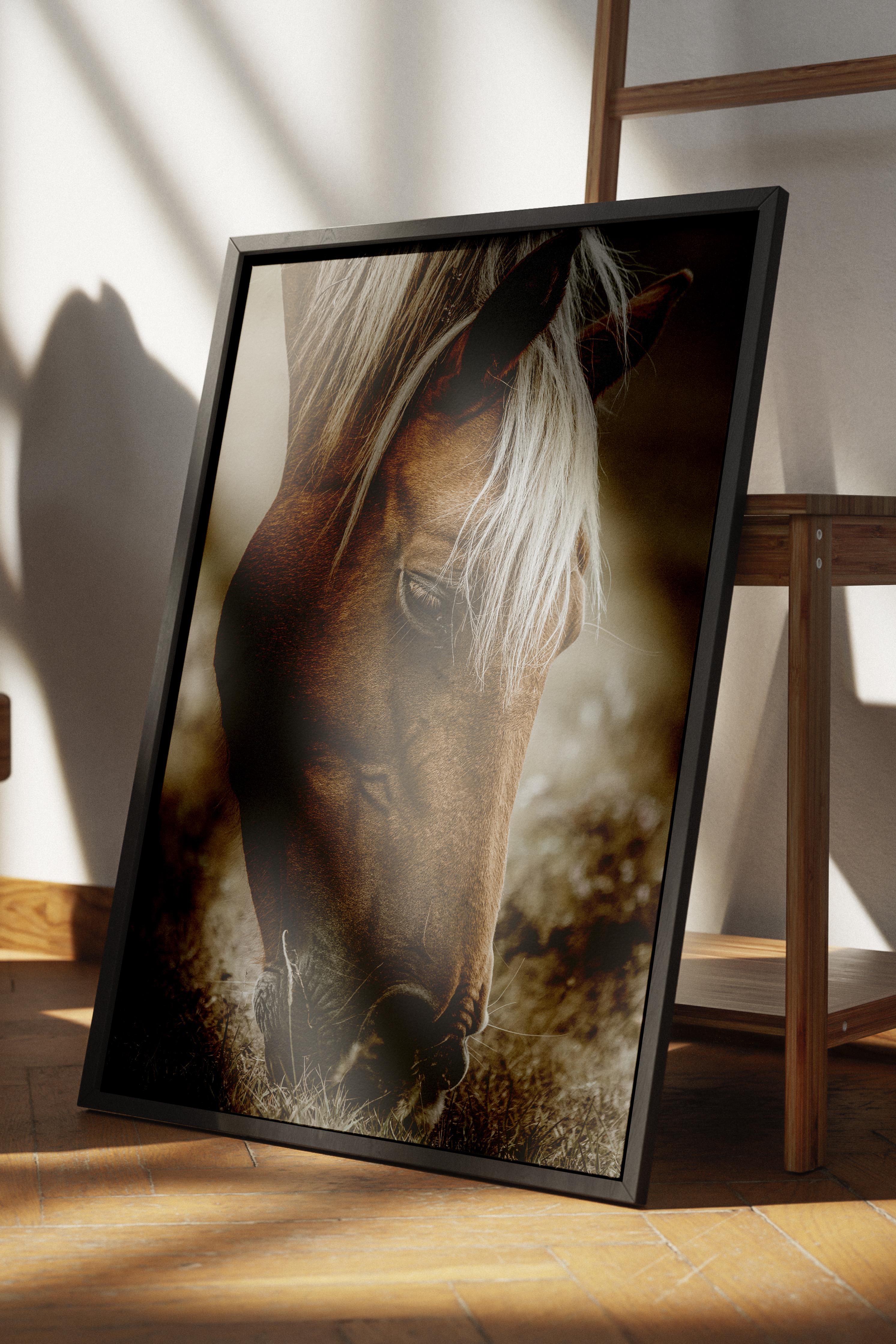 Rustic Çerçevesiz Poster, İskandinav Kahverengi Poster, NO:4 At Fotoğraf, Dikey