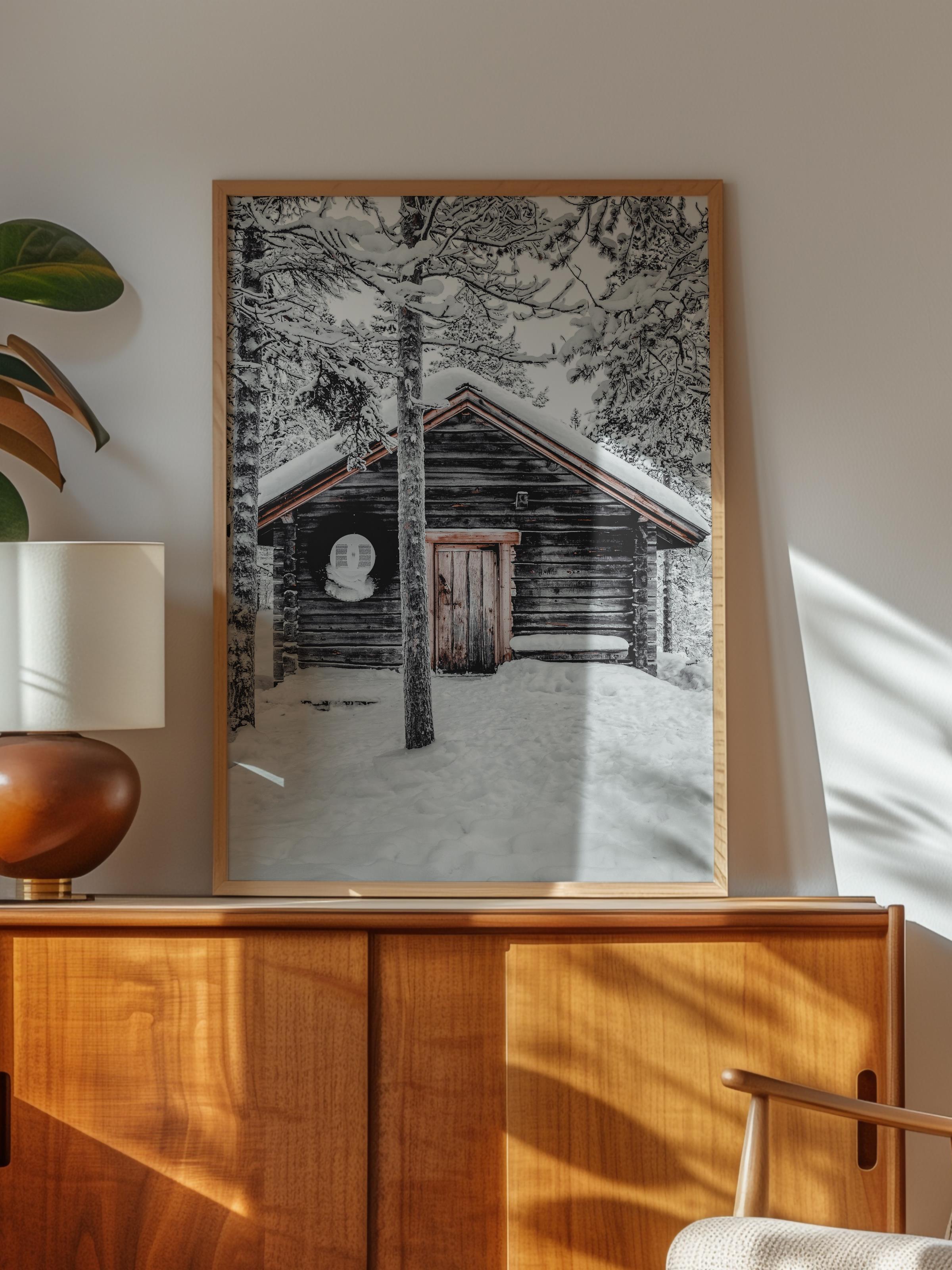 Rustic Çerçevesiz Poster, İskandinav Kahverengi Poster, NO:409 Ahşap Ev Fotoğraf