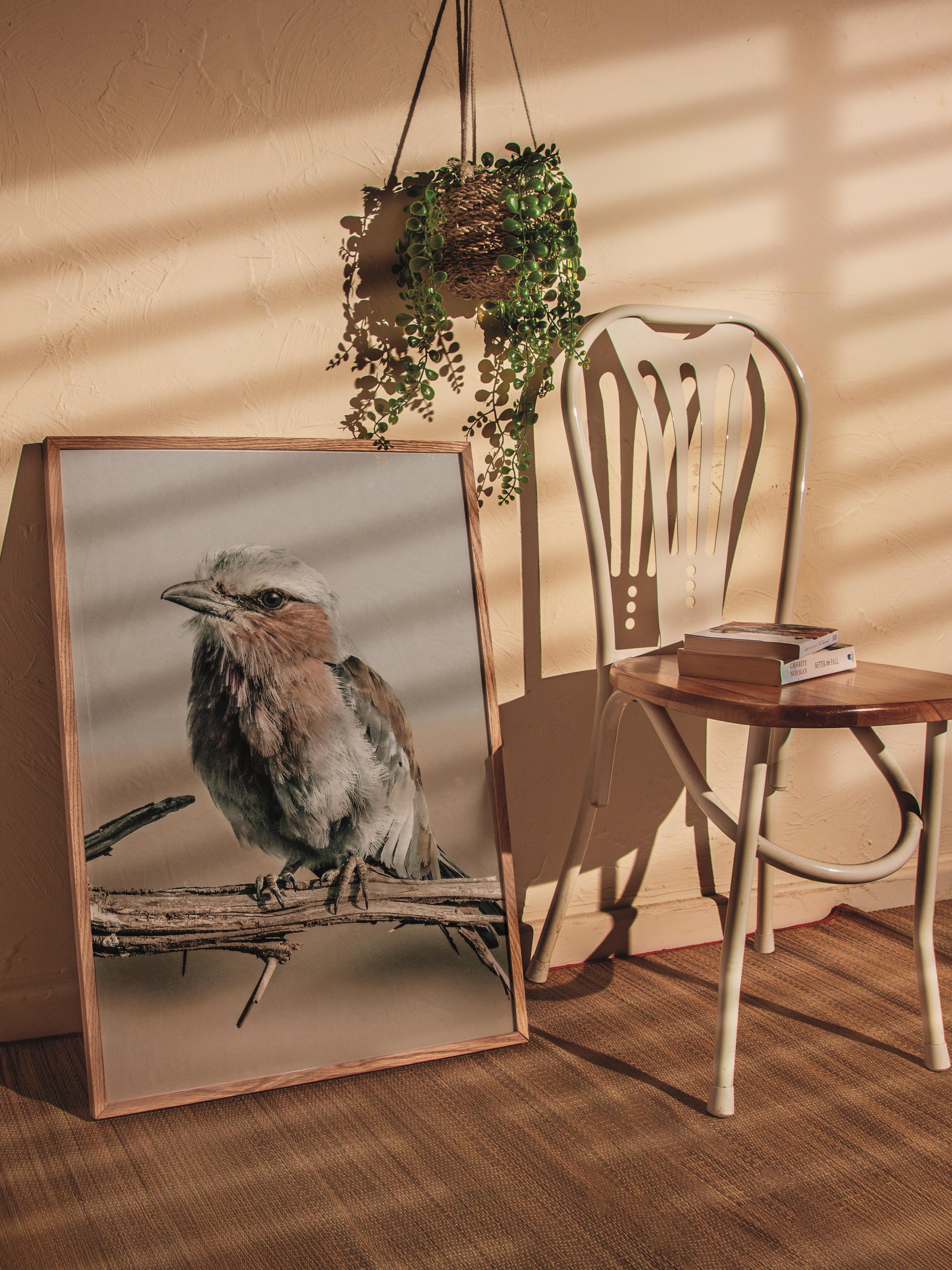 Rustic Çerçevesiz Poster, İskandinav Kahverengi Poster, NO:433 Kuş Fotoğraf