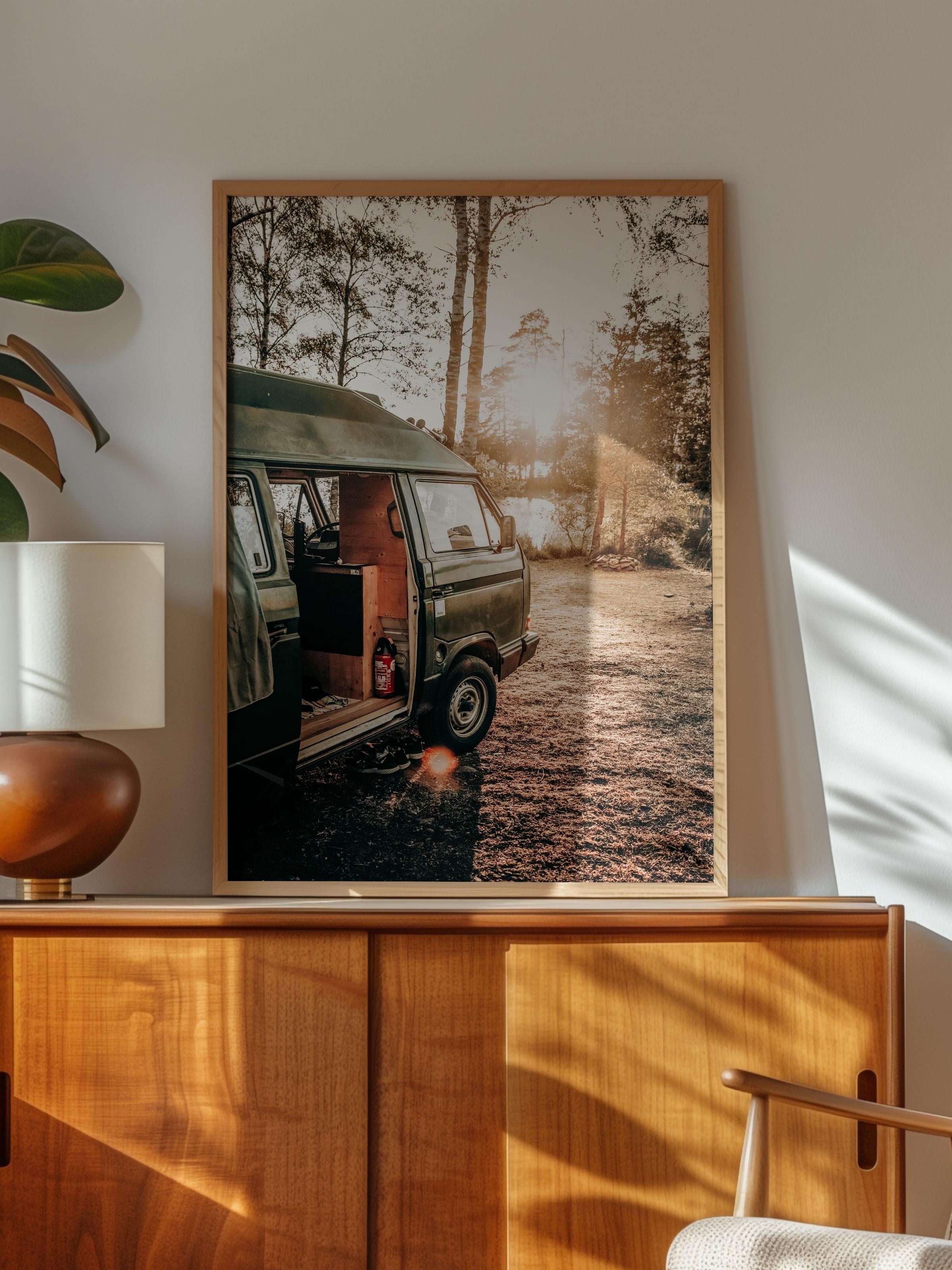 Rustic Çerçevesiz Poster, İskandinav Kahverengi Poster, NO:444 Karavan Fotoğraf