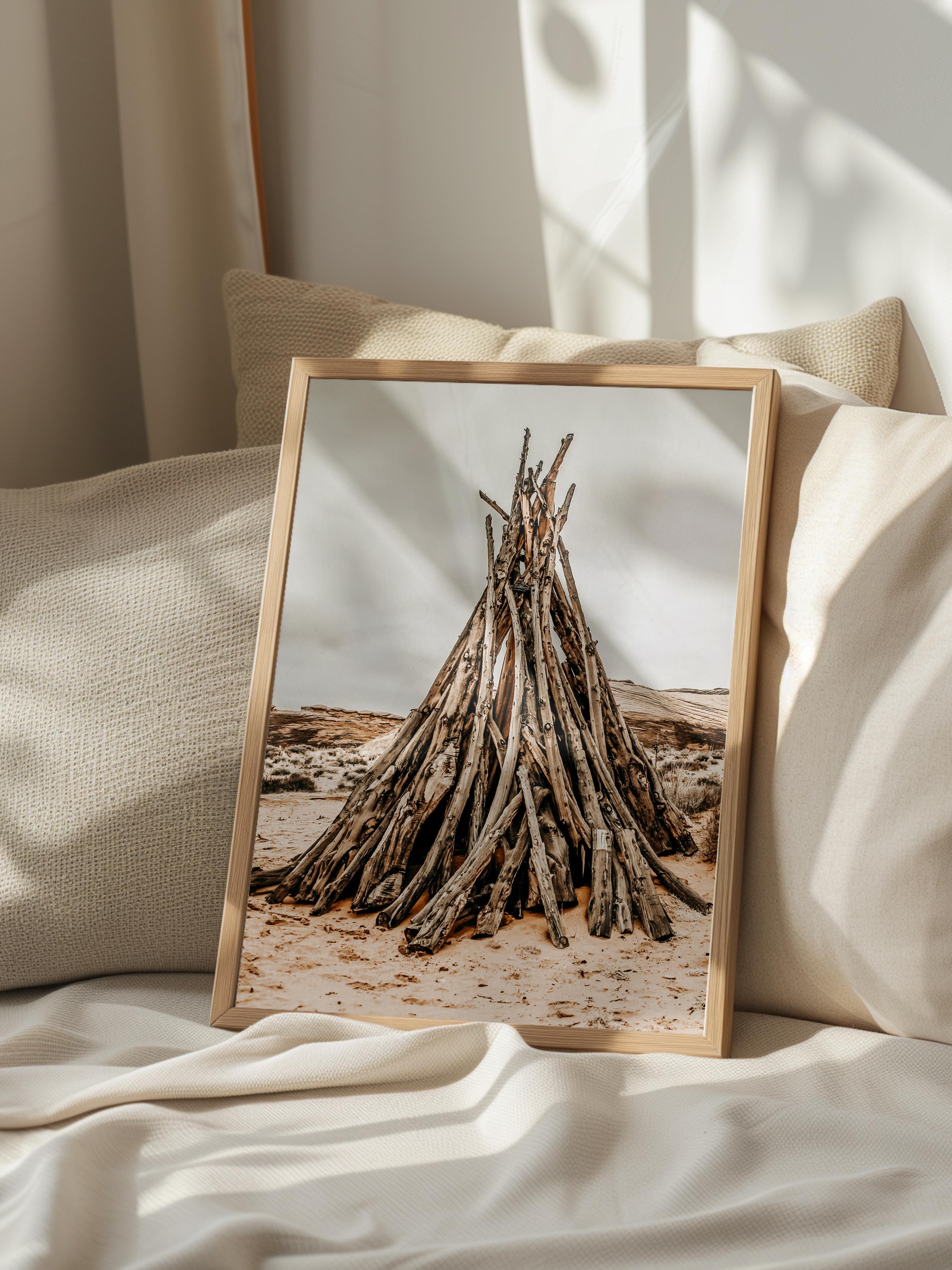 Rustic Çerçevesiz Poster, İskandinav Kahverengi Poster, NO:447 Odun Yığını Fotoğraf