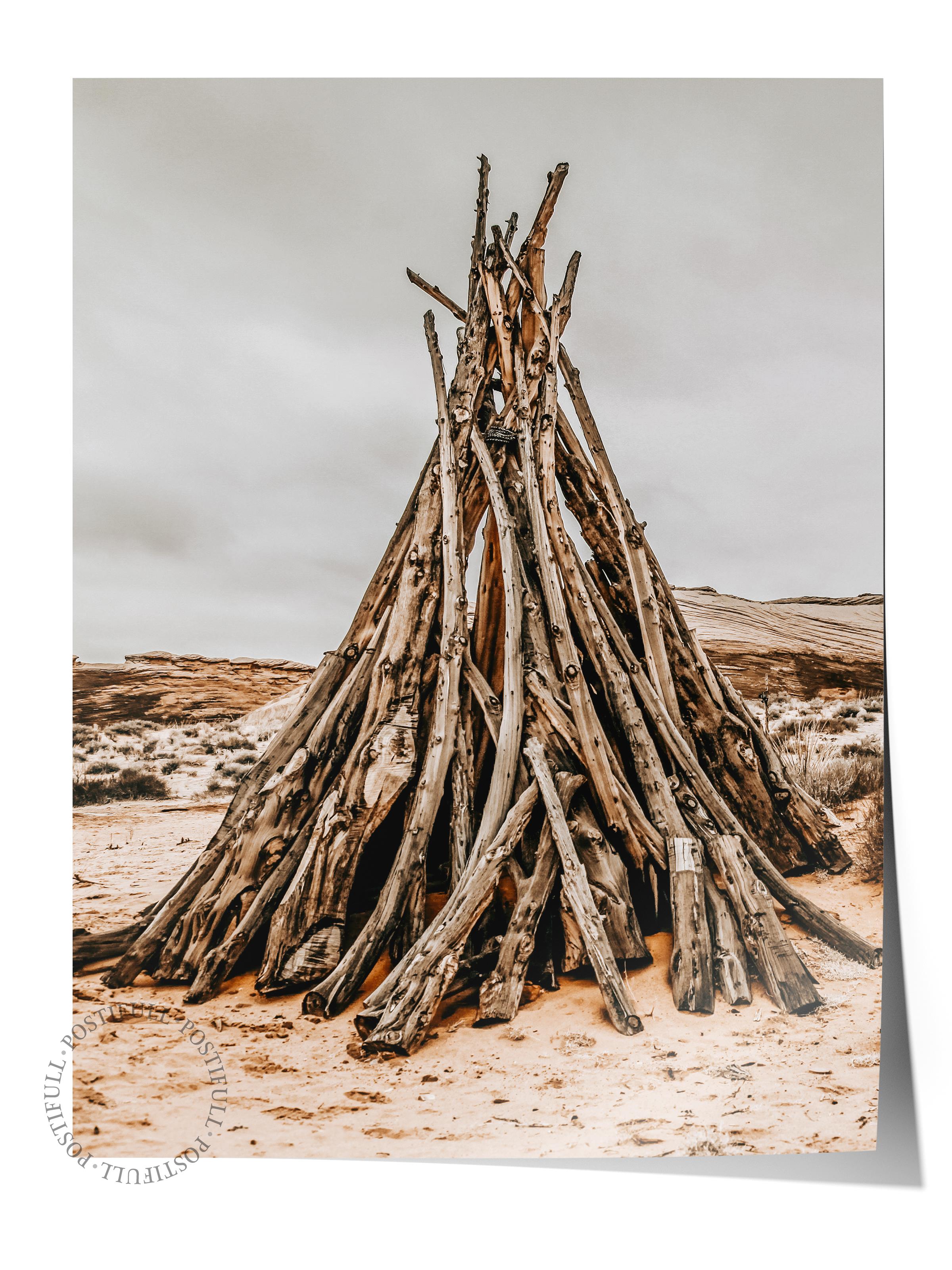 Rustic Çerçevesiz Poster, İskandinav Kahverengi Poster, NO:447 Odun Yığını Fotoğraf
