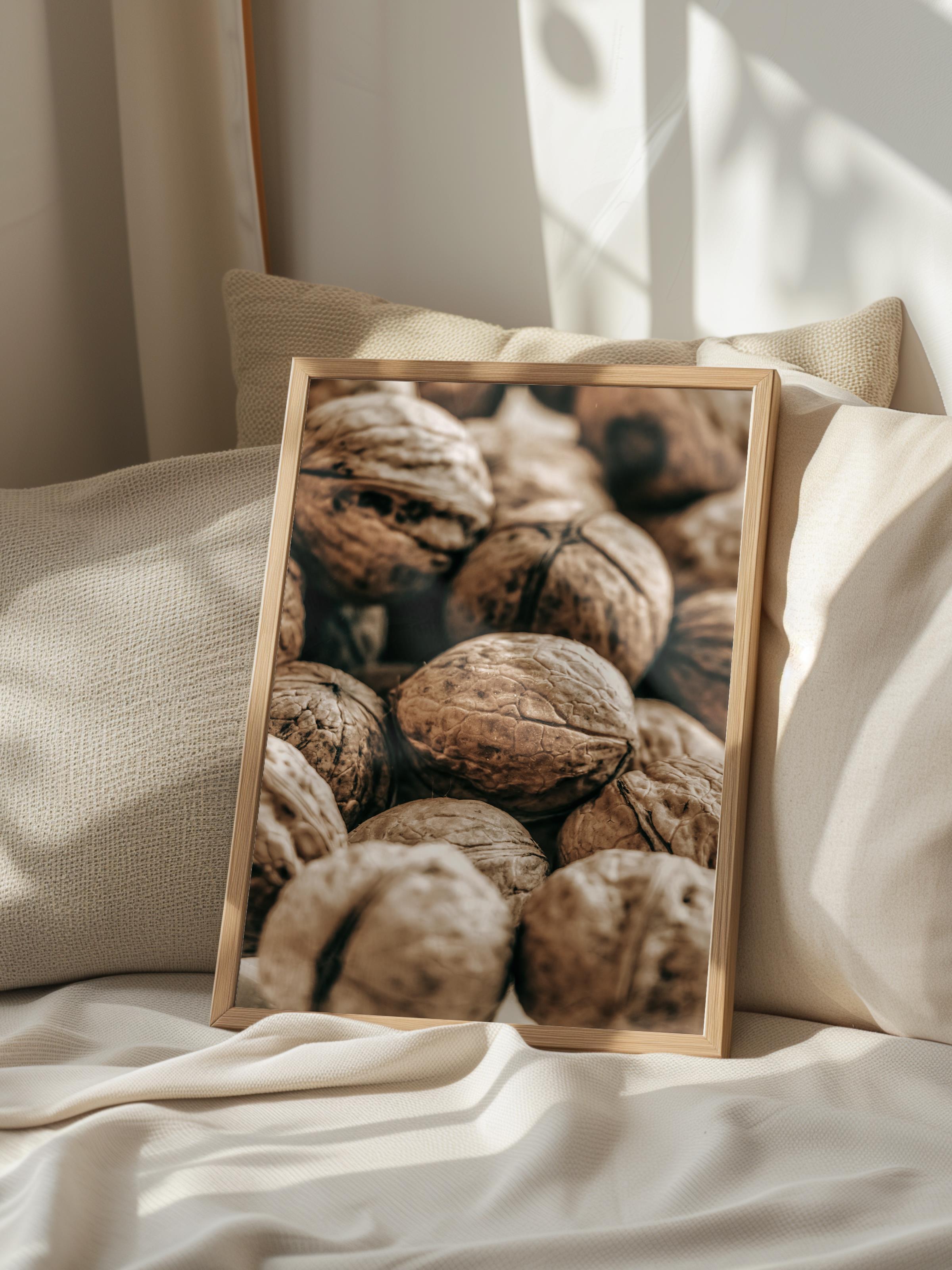 Rustic Çerçevesiz Poster, İskandinav Kahverengi Poster, NO:464 Cevizler Fotoğraf