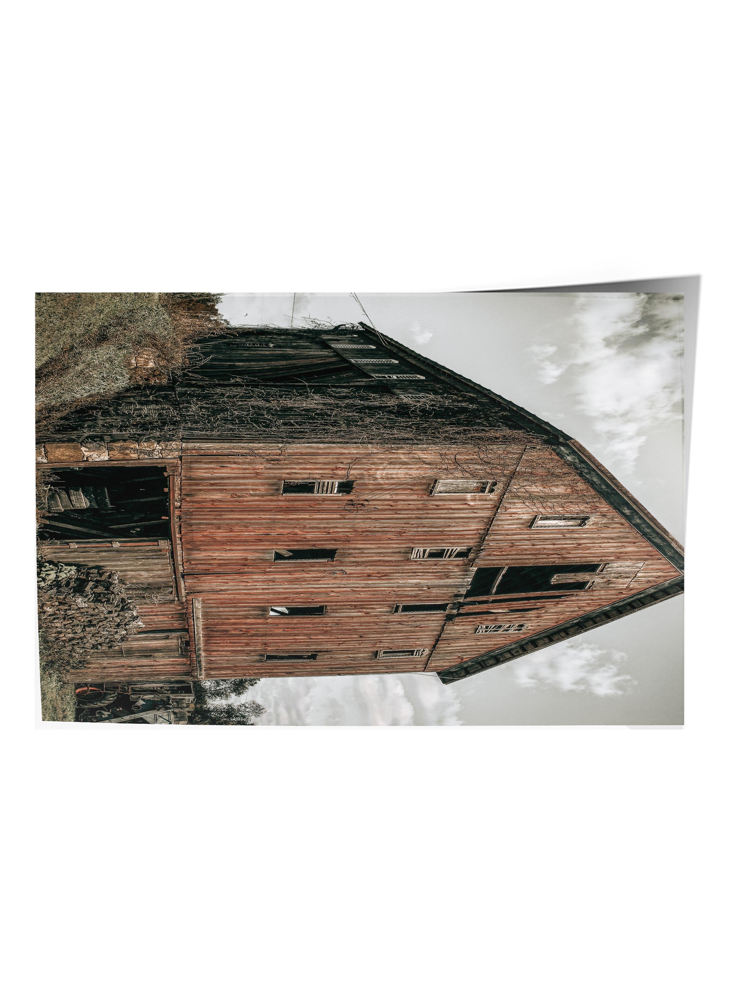 Rustic Çerçevesiz Poster, İskandinav Kahverengi Tablo, NO:495 Ahır Fotoğraf