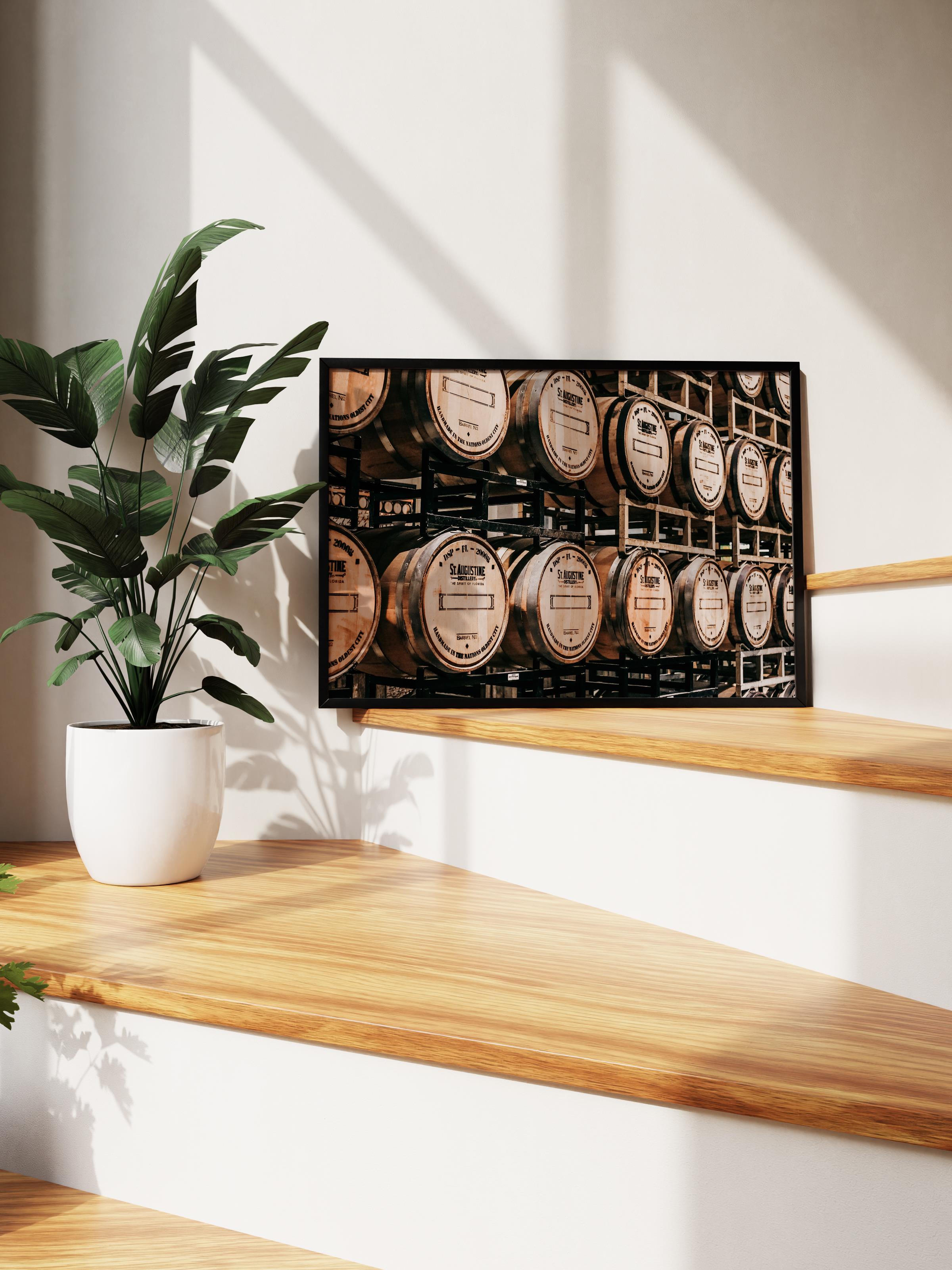 Rustic Çerçevesiz Poster, İskandinav Kahverengi Tablo, NO:496 Fıçı Fotoğraf