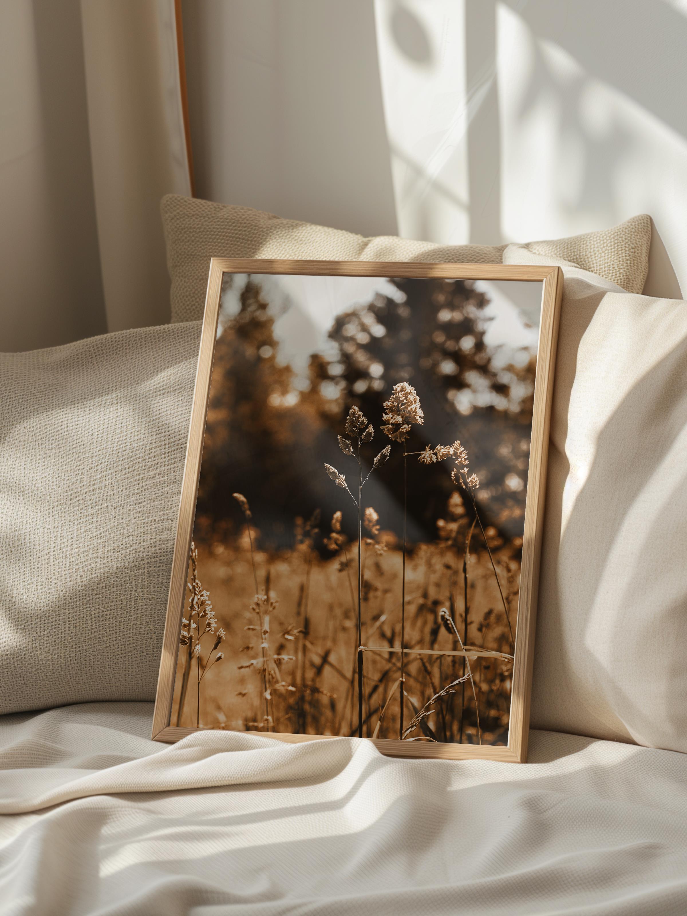 Rustic Çerçevesiz Poster, İskandinav Kahverengi Poster, NO:54 Güz Manzarası Fotoğraf, Dikey