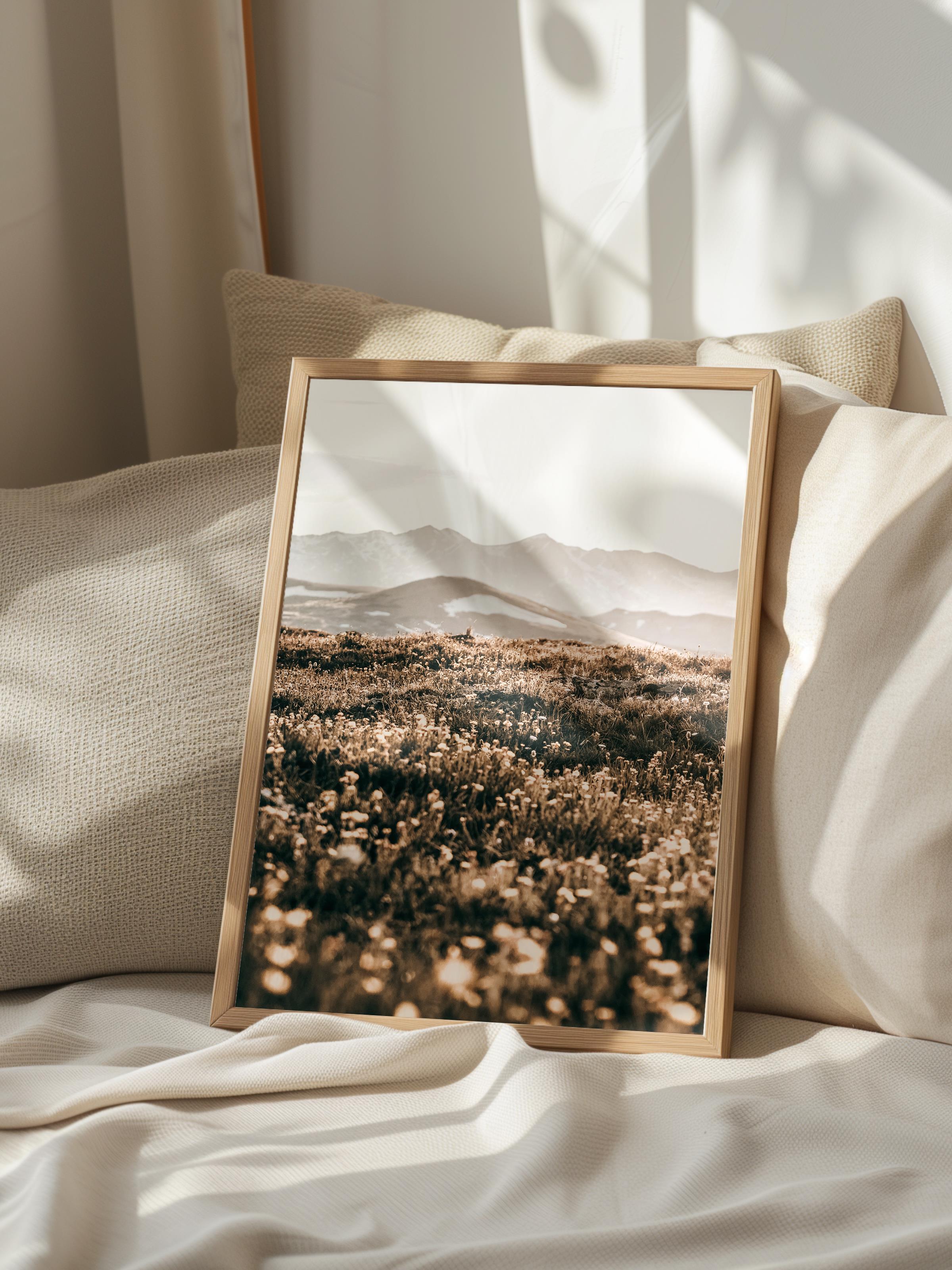 Rustic Çerçevesiz Poster, İskandinav Kahverengi Poster, NO:61 Dağ Manzarası Fotoğraf, Dikey