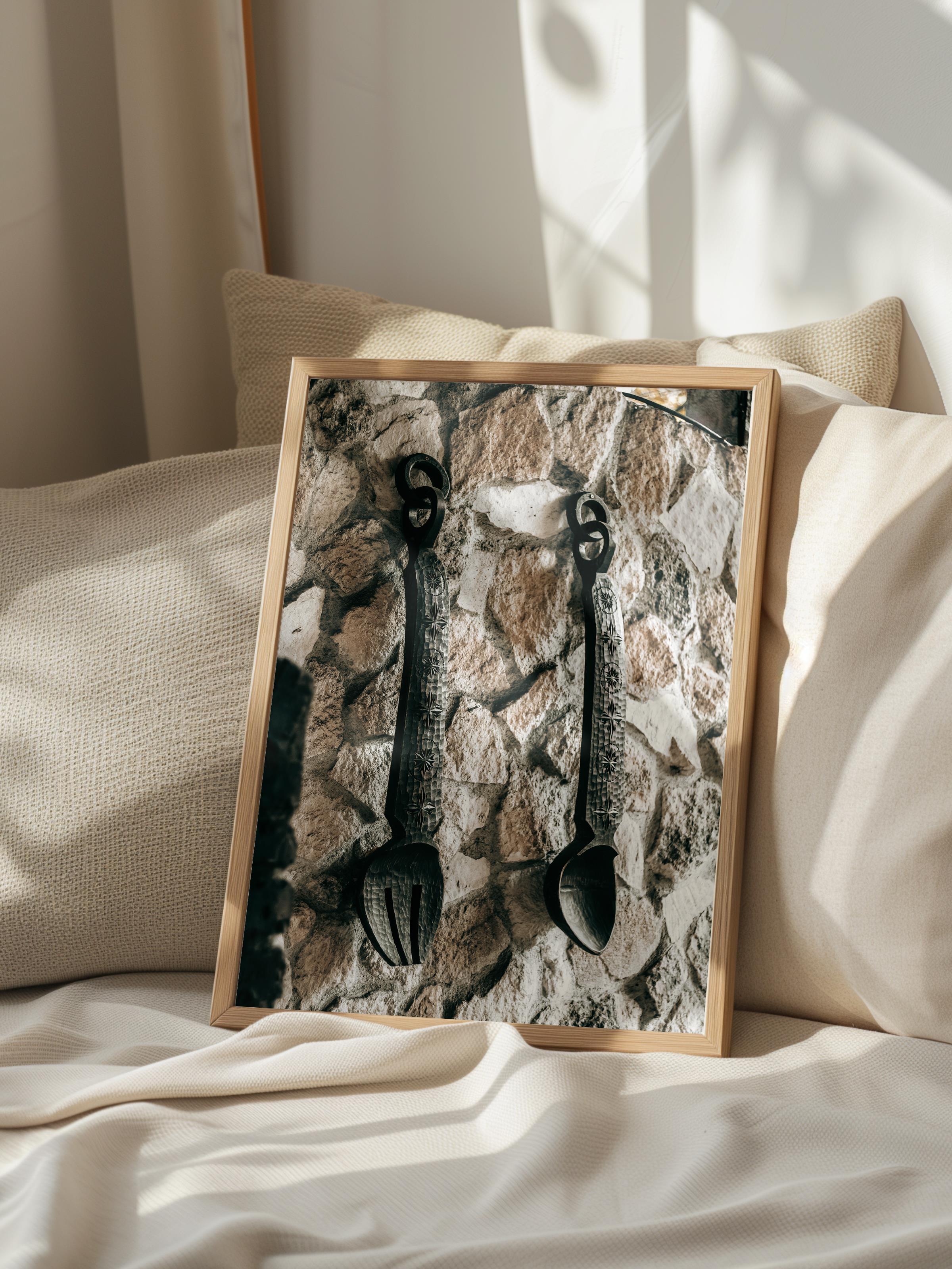 Rustic Çerçevesiz Poster, İskandinav Kahverengi Poster, NO:69 Çiftlik Aletleri Fotoğraf, Dikey