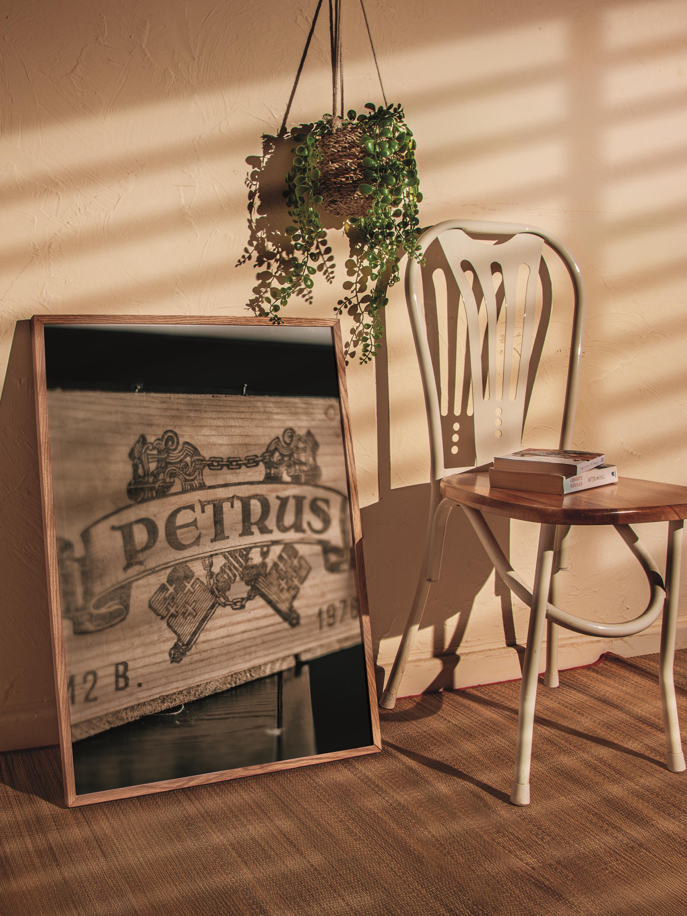 Rustic Çerçevesiz Poster, İskandinav Kahverengi Poster, NO:74 Petrus Tabelası Fotoğraf, Dikey