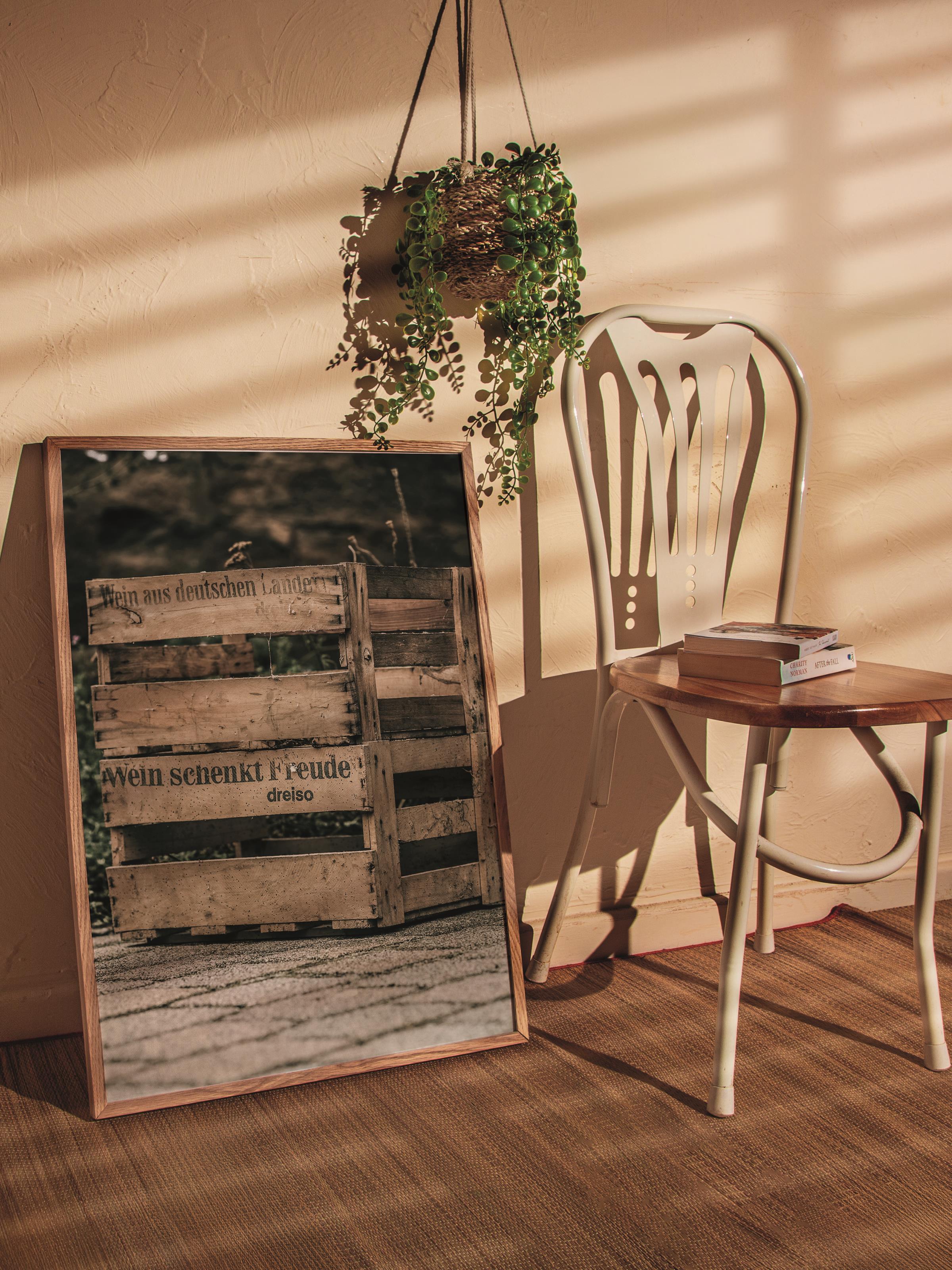 Rustic Çerçevesiz Poster, İskandinav Kahverengi Poster, NO:76 Ahşap Sandıklar Fotoğraf, Dikey