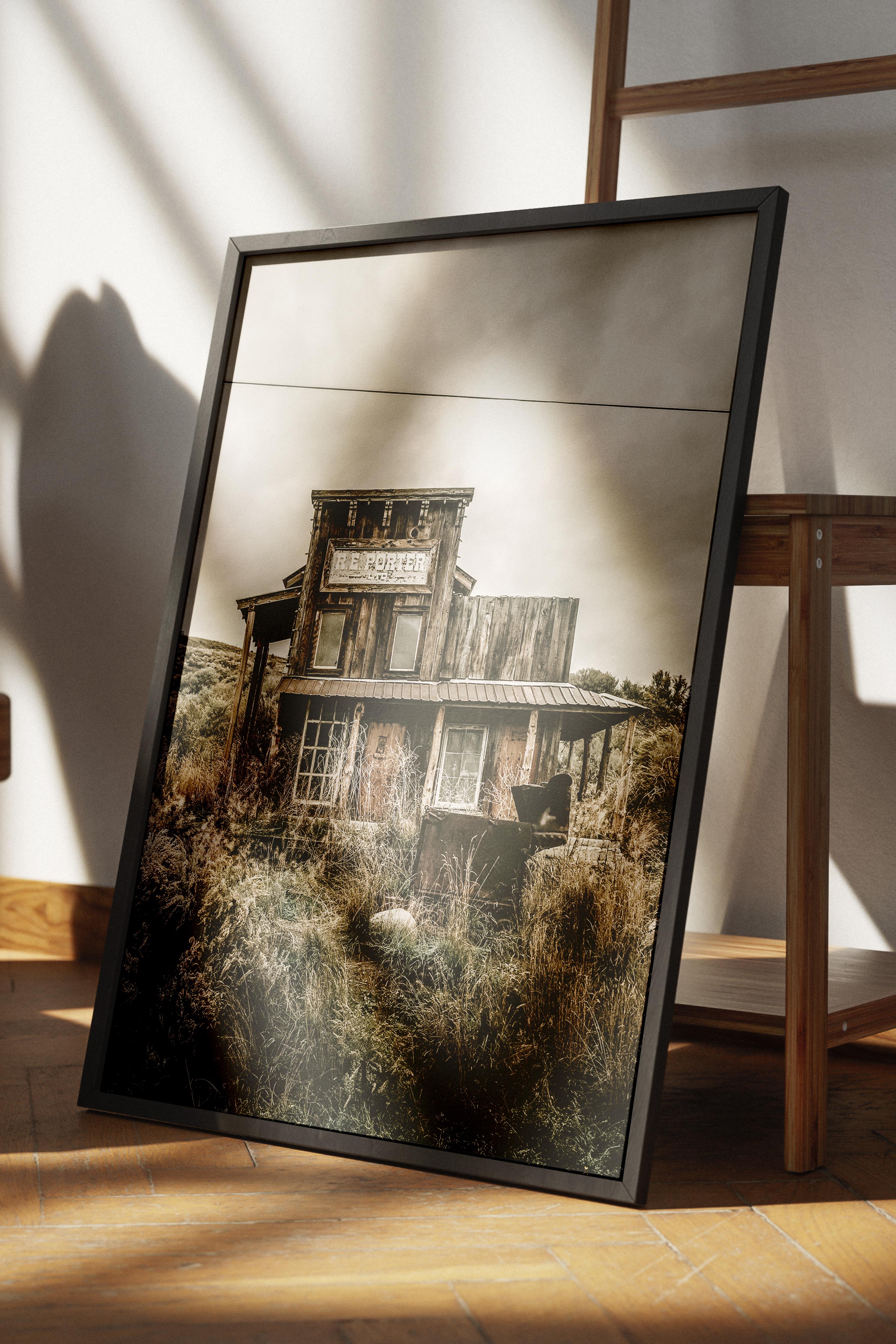 Rustic Çerçevesiz Poster, İskandinav Kahverengi Poster, NO:86 Eski Ev Fotoğraf, Dikey