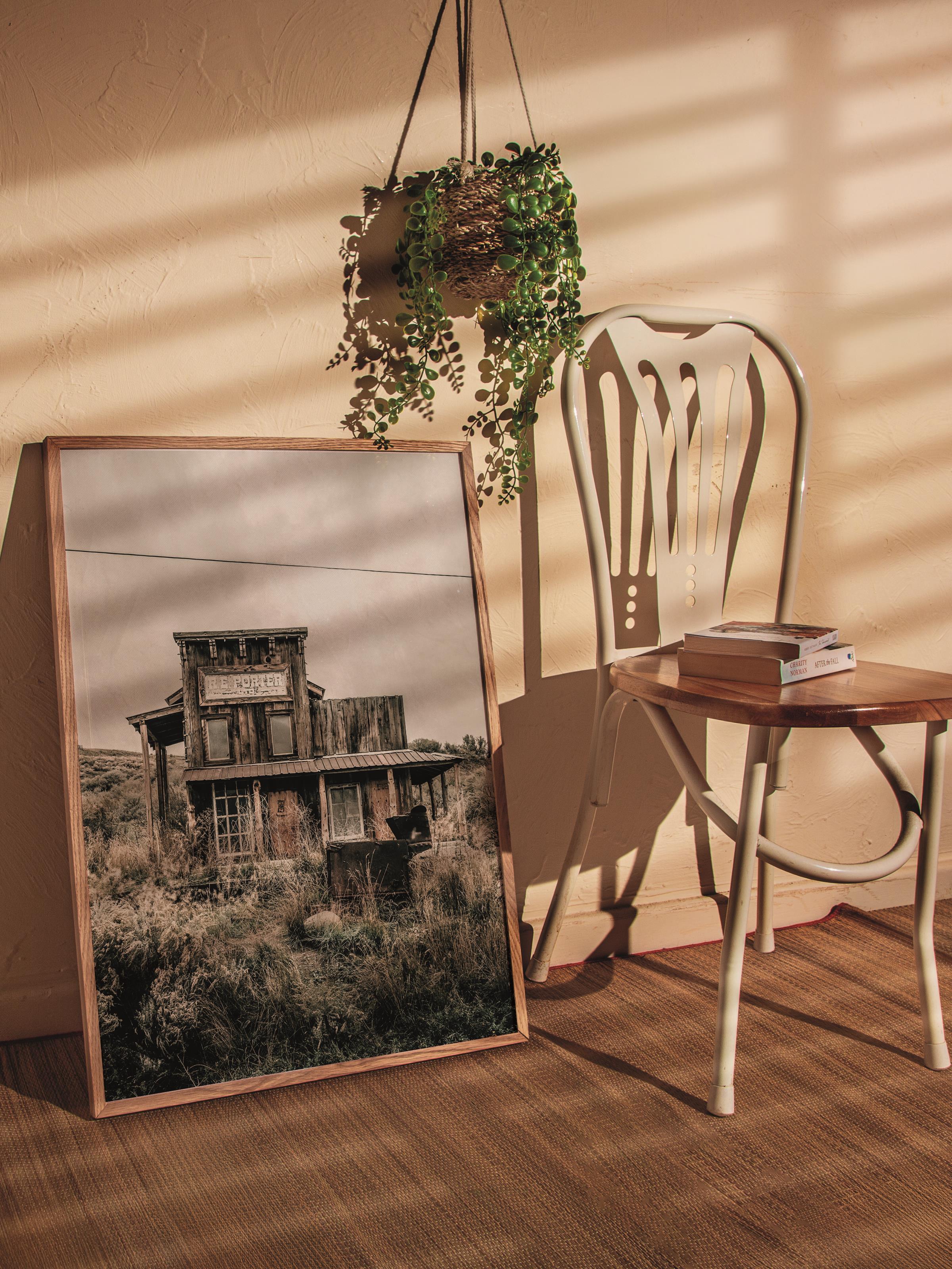 Rustic Çerçevesiz Poster, İskandinav Kahverengi Poster, NO:86 Eski Ev Fotoğraf, Dikey