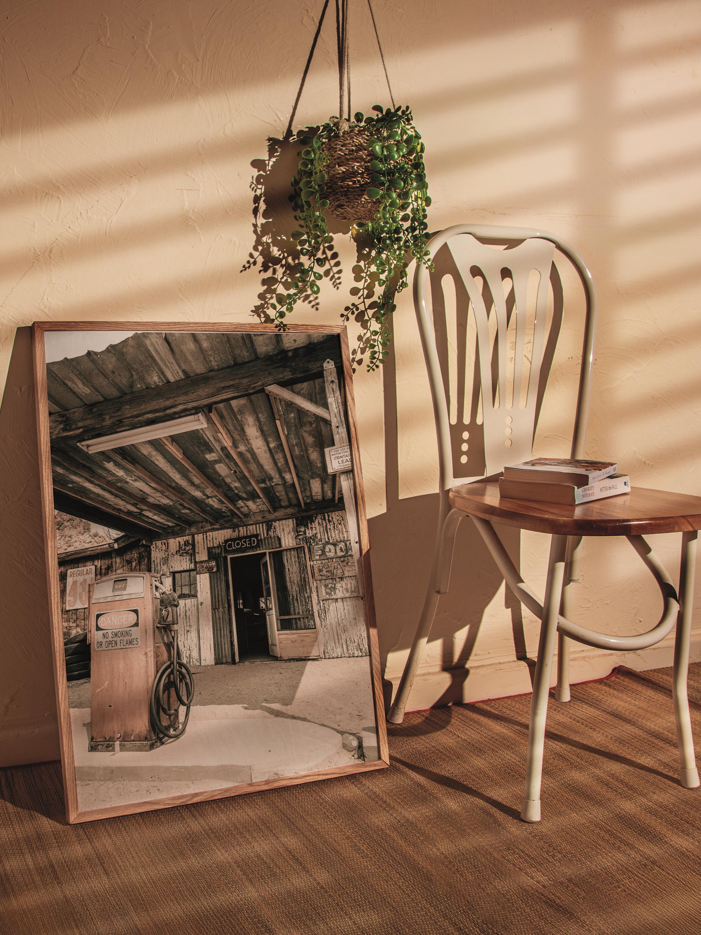 Rustic Çerçevesiz Poster, İskandinav Kahverengi Poster, NO:89 Eski Bina İç Mekanı Fotoğraf, Dikey