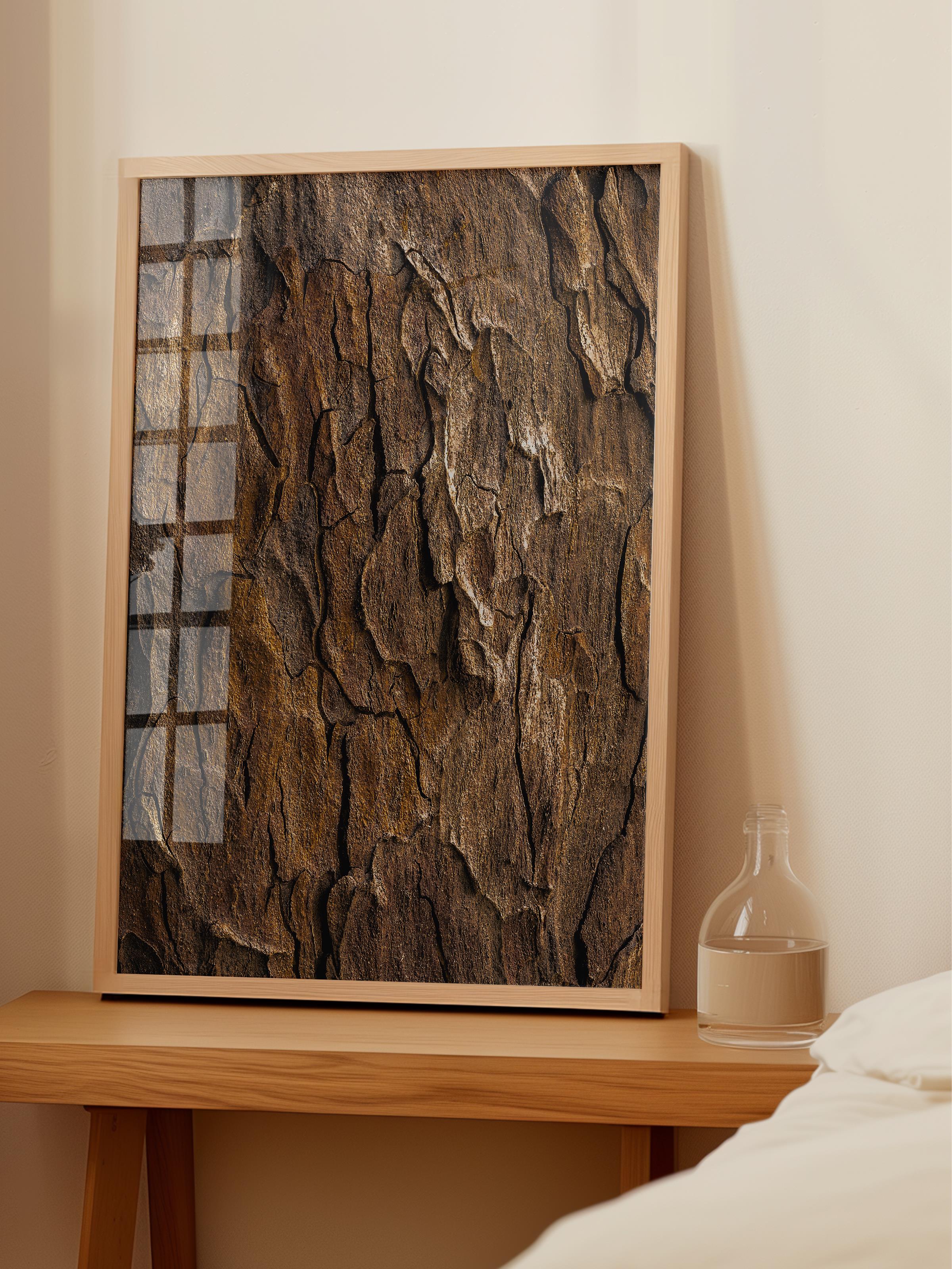 Rustic Çerçevesiz Poster, İskandinav Kahverengi Poster, NO:9 Ağaç Kabuğu Fotoğraf, Dikey