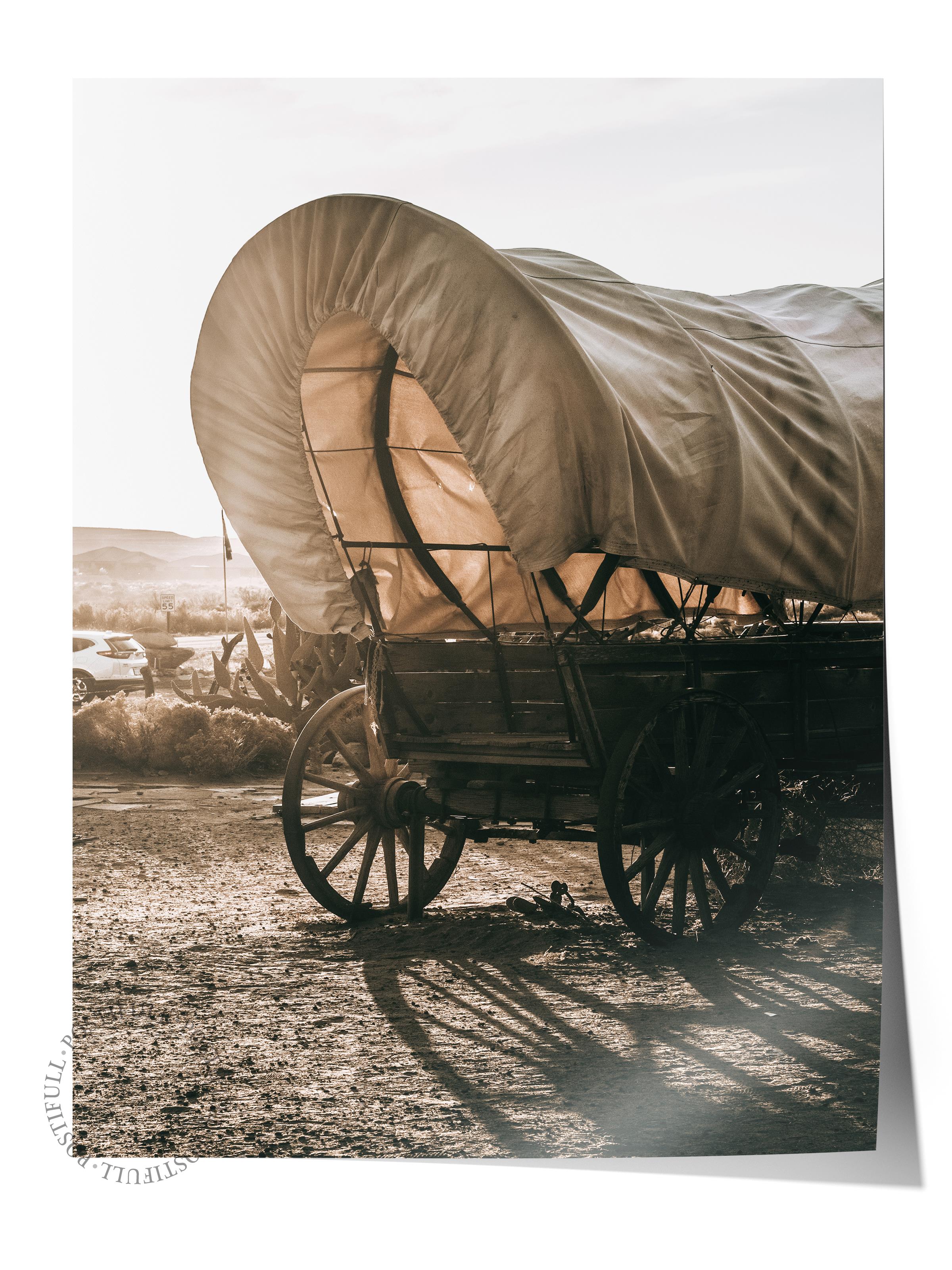 Rustic Çerçevesiz Poster, İskandinav Kahverengi Poster, NO:91 Kapalı At Arabası Fotoğraf, Dikey