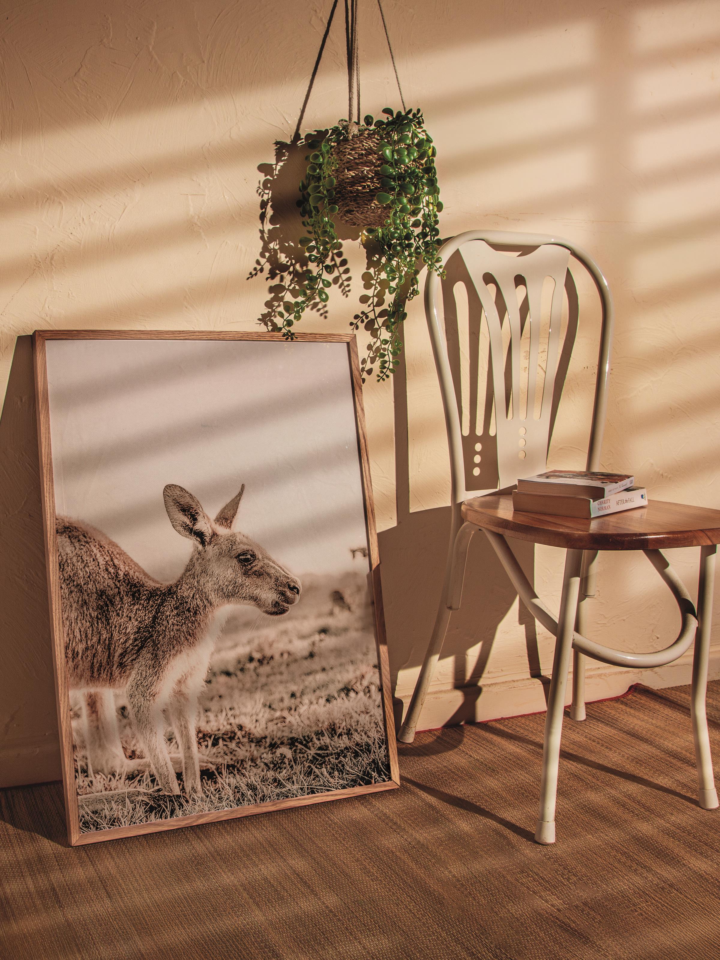 Rustic Çerçevesiz Poster, İskandinav Kahverengi Poster, NO:95 Geyik Fotoğraf, Dikey