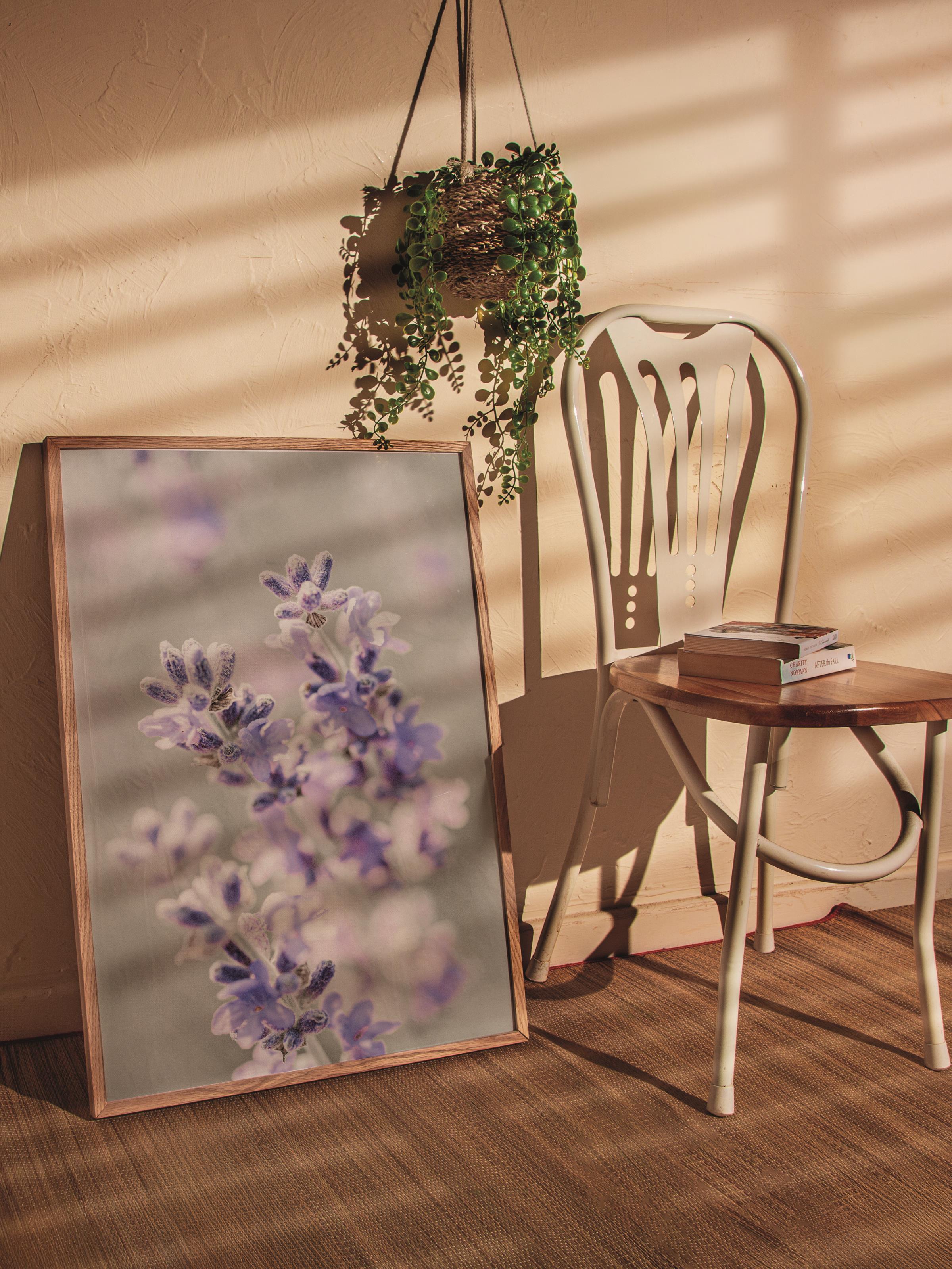 Rustic Çerçevesiz Poster, İskandinav Mor Poster, NO:341 Lavanta Fotoğraf, Dikey