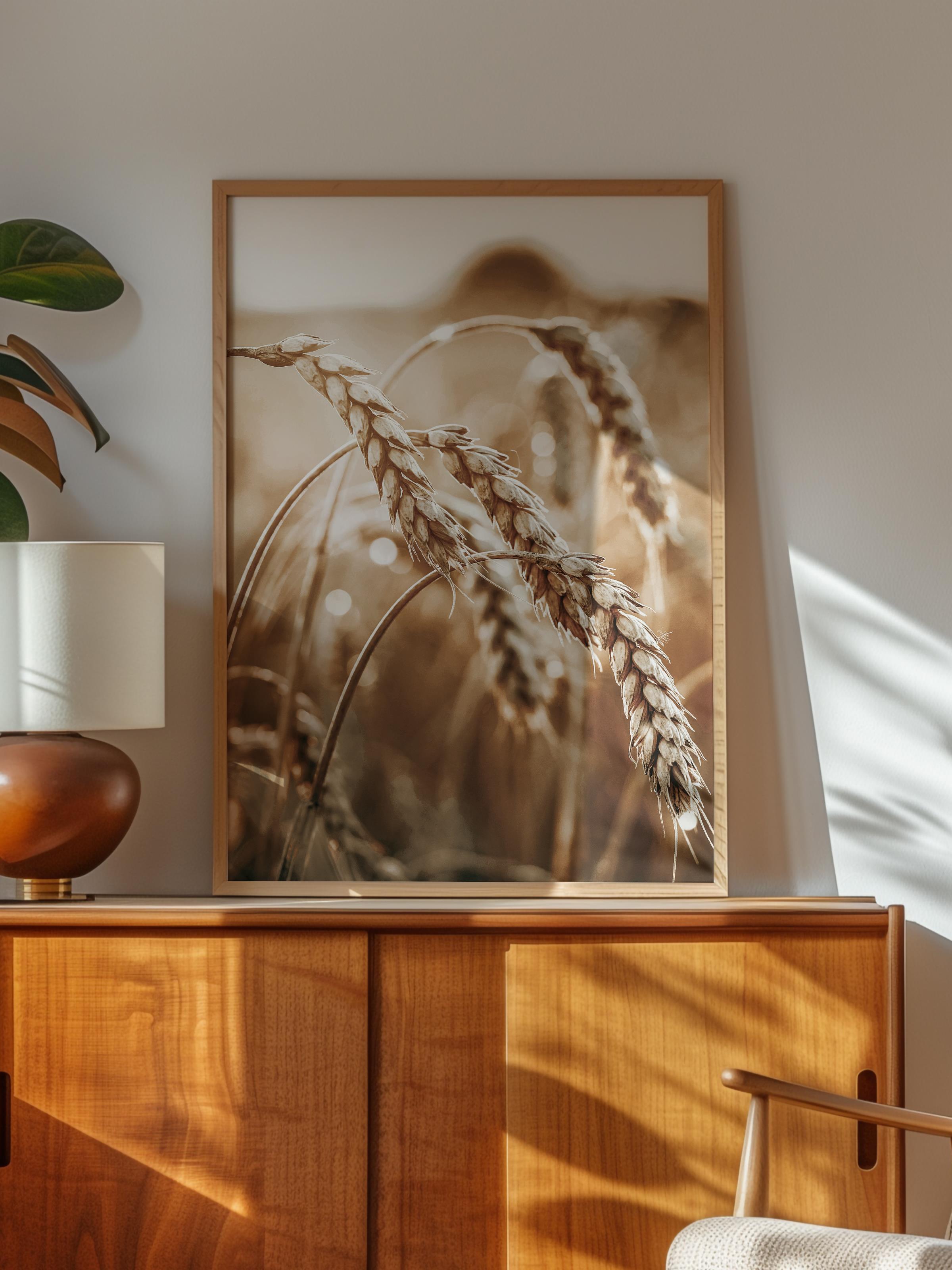 Rustic Çerçevesiz Poster, İskandinav Sarı Poster, NO:404 Buğday Tarlası Fotoğraf