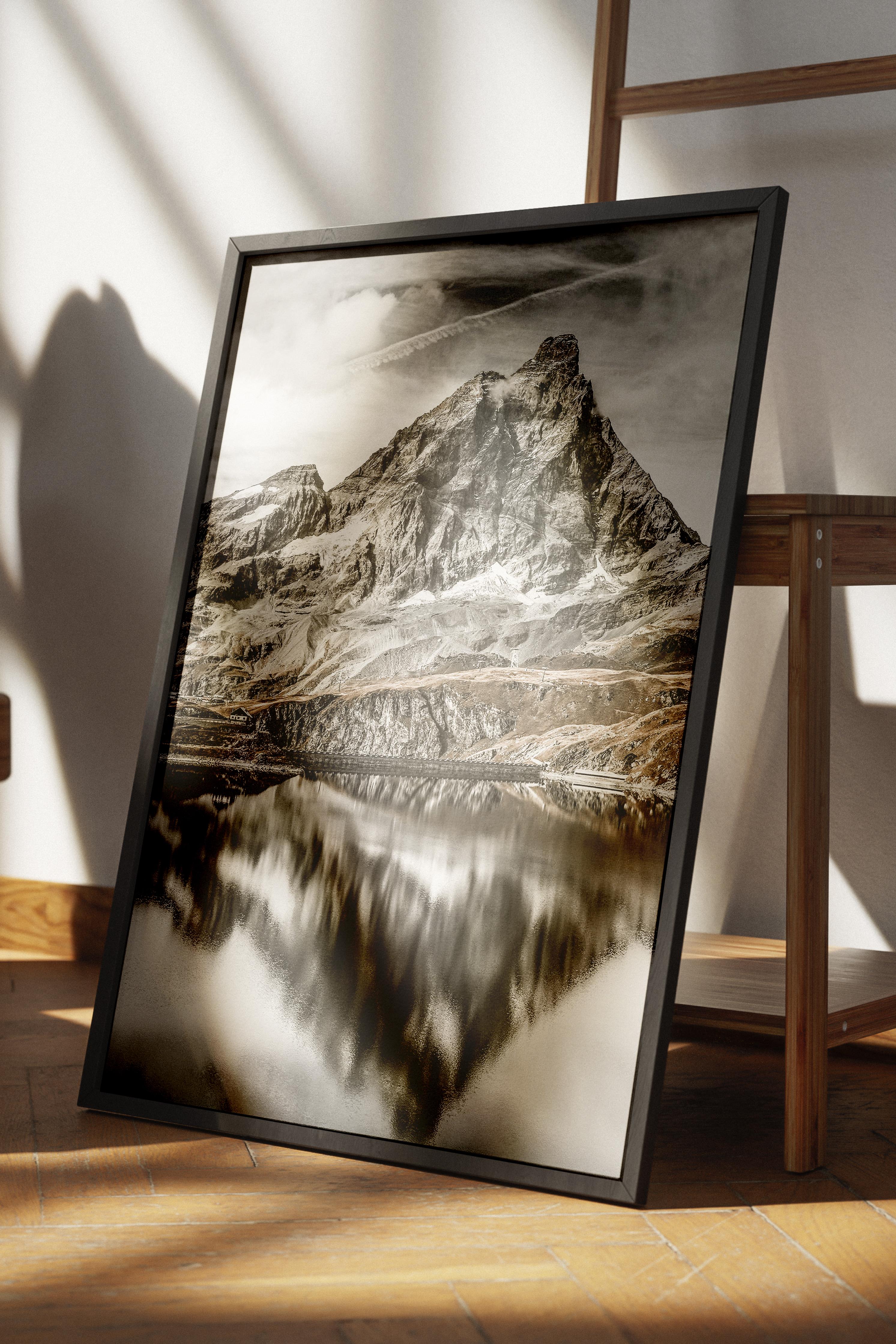 Rustic Çerçevesiz Poster, İskandinav Siyah Beyaz Poster, NO:487 Dağ Fotoğraf