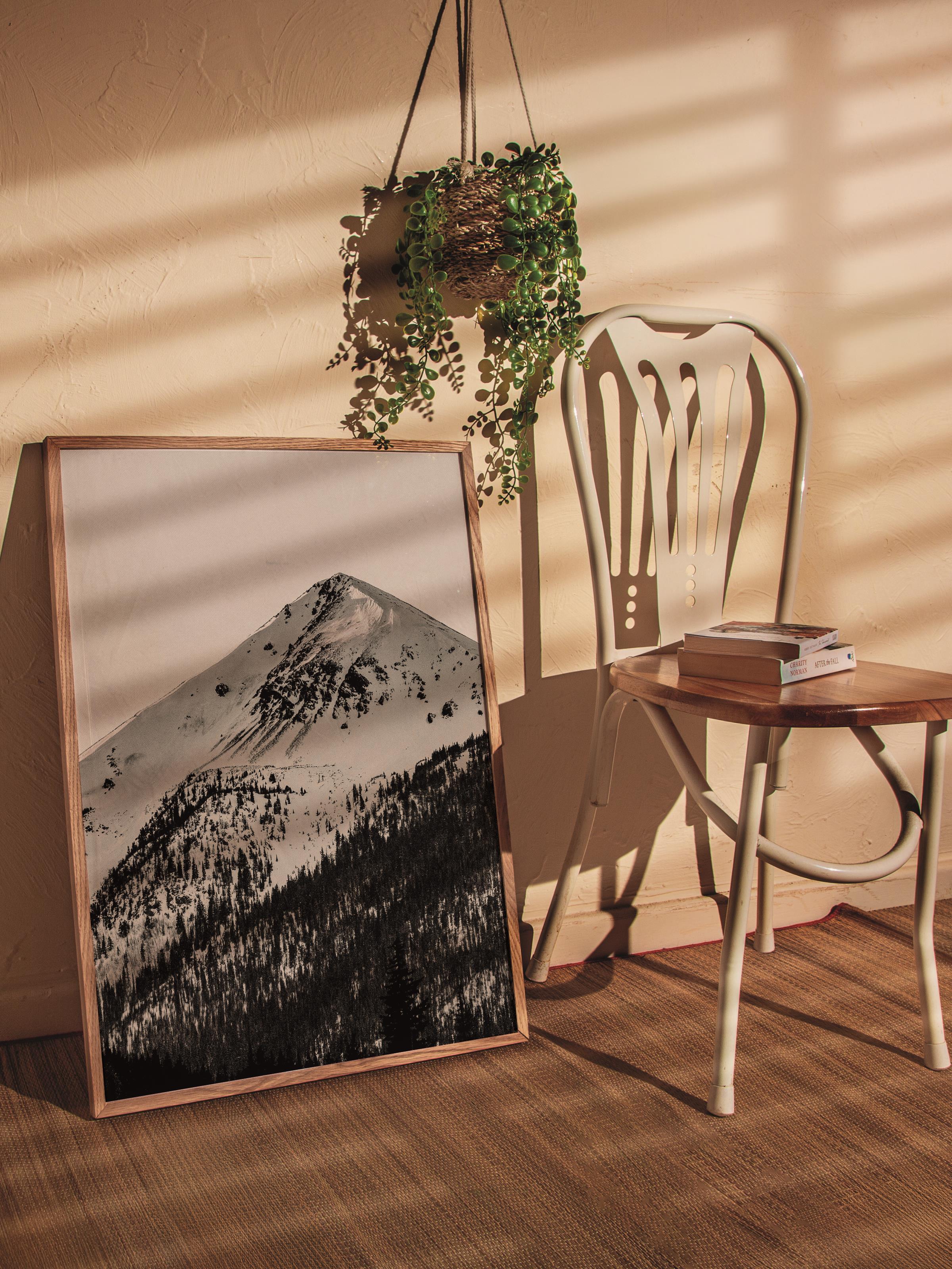 Rustic Çerçevesiz Poster, İskandinav Siyah ve Beyaz Poster, NO:289 Dağlar Fotoğraf, Dikey