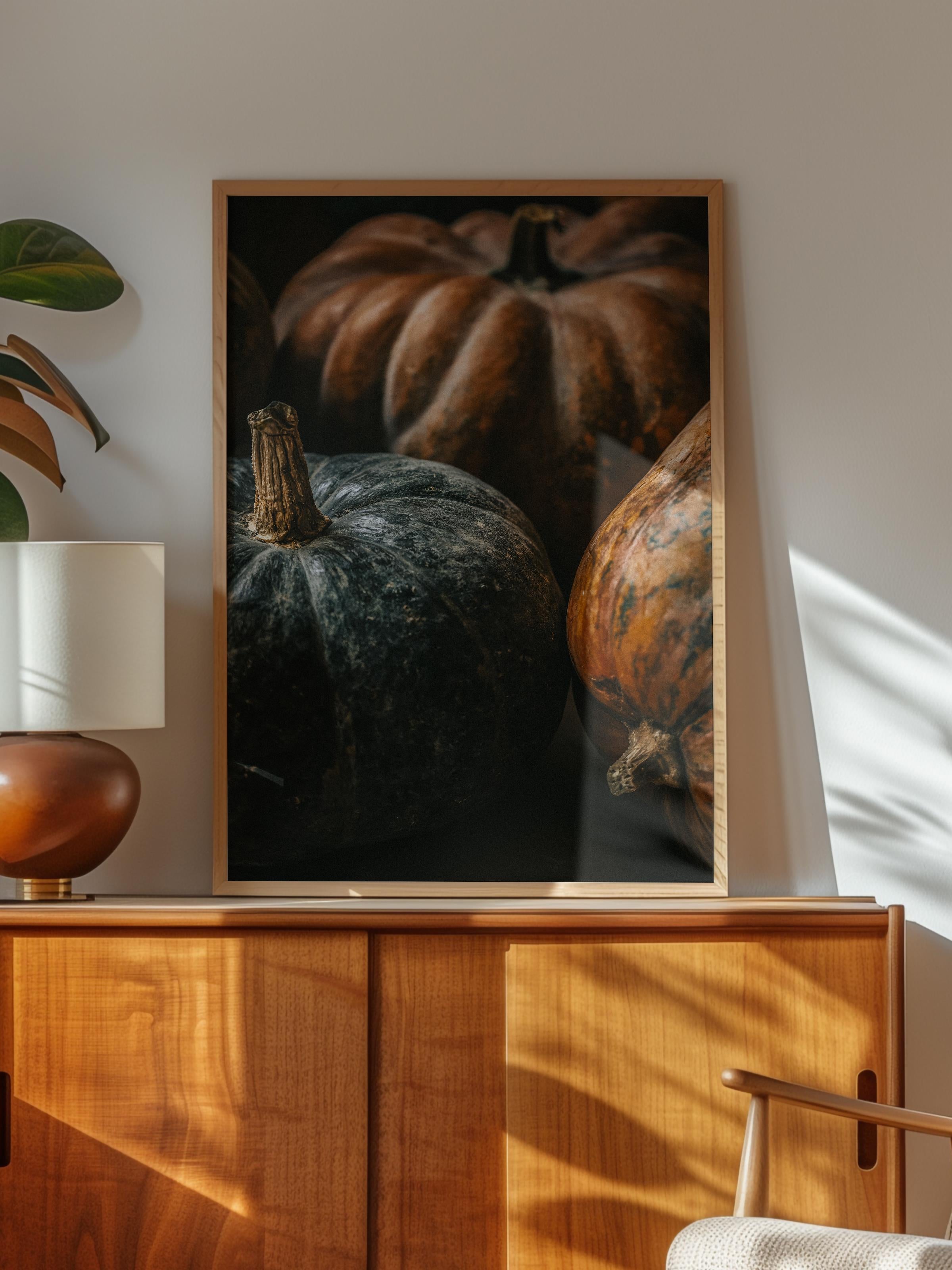 Rustic Çerçevesiz Poster, İskandinav Turuncu Poster, NO:462 Balkabakları Fotoğraf