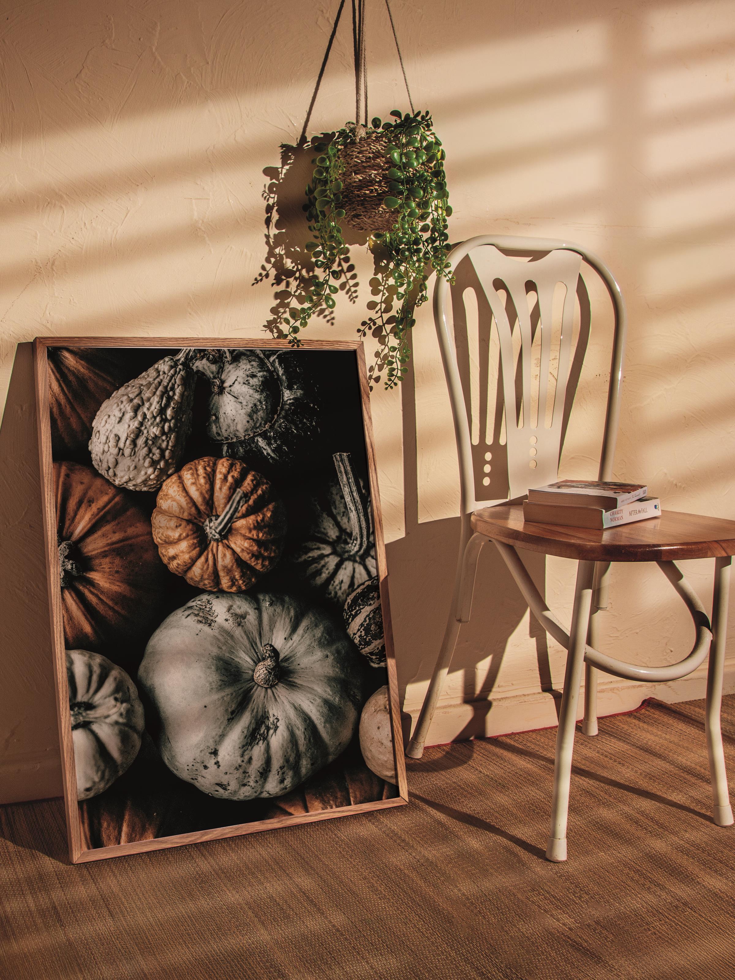 Rustic Çerçevesiz Poster, İskandinav Turuncu Poster, NO:470 Balkabakları Fotoğraf