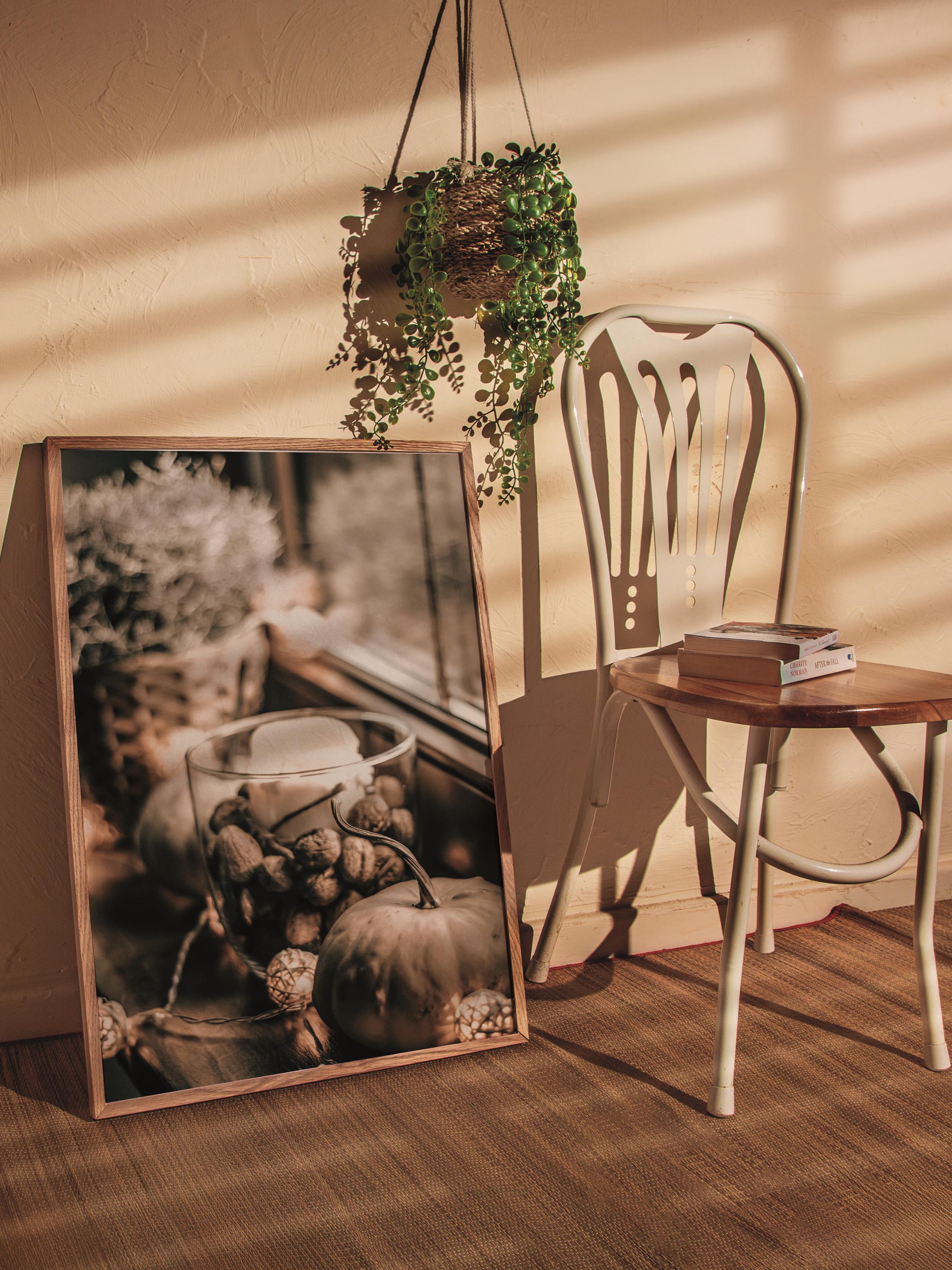 Rustic Çerçevesiz Poster, İskandinav Turuncu Poster, NO:477 Balkabakları Fotoğraf