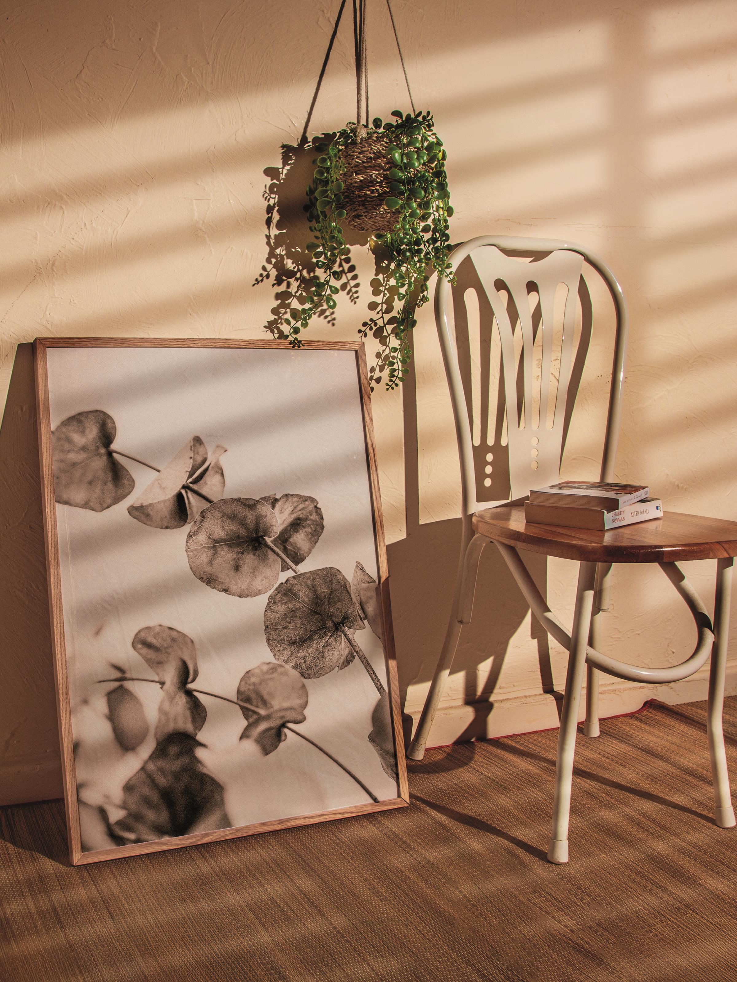 Rustic Çerçevesiz Poster, İskandinav Yeşil Poster, NO:360 Yapraklar Fotoğraf, Dikey