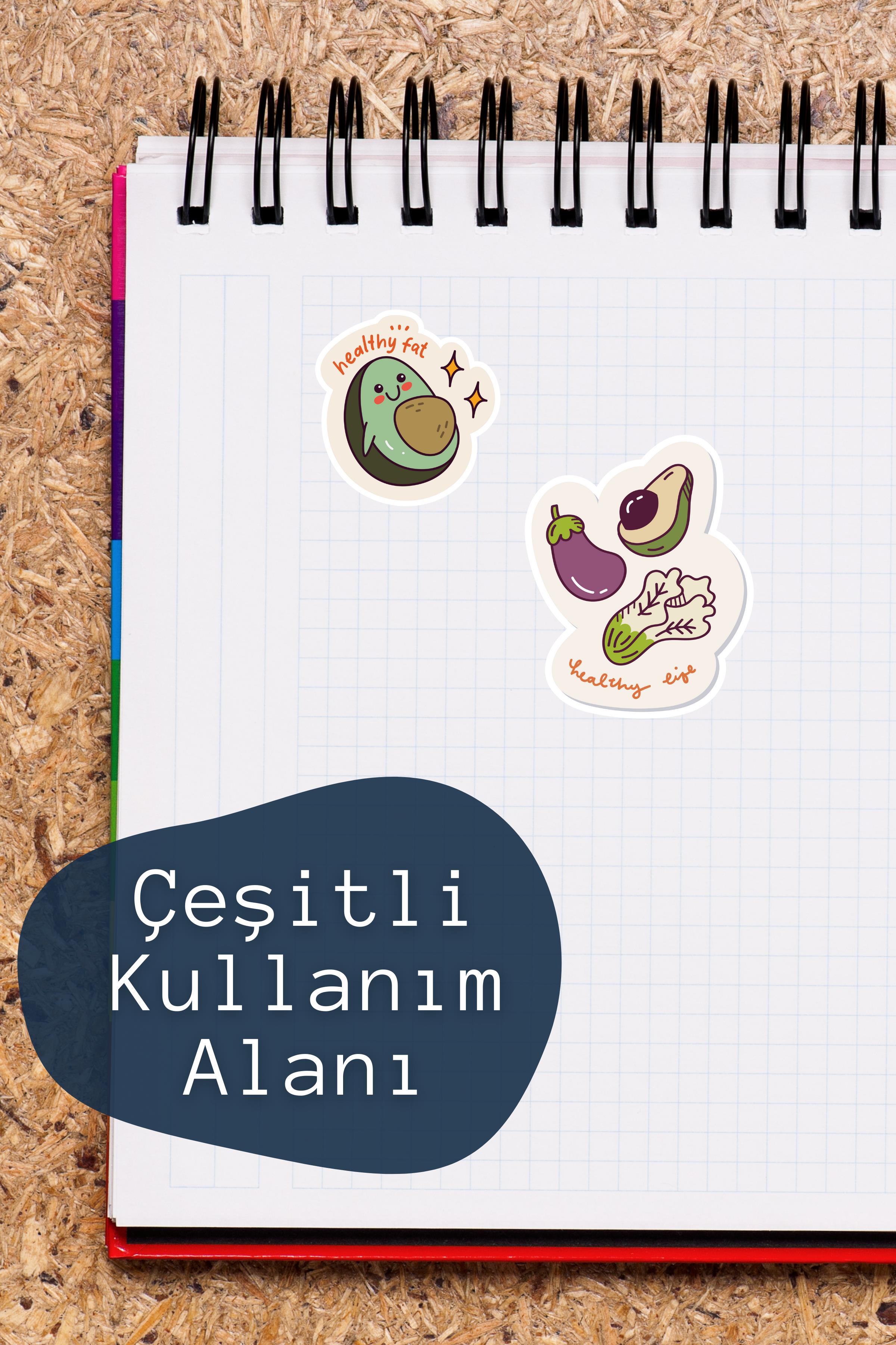 Sağlık & Spor Temalı Sticker ve Etiket Seti - Orta Boy - Su Geçirmez, Kalın Yapışkanlı Sticker Seti