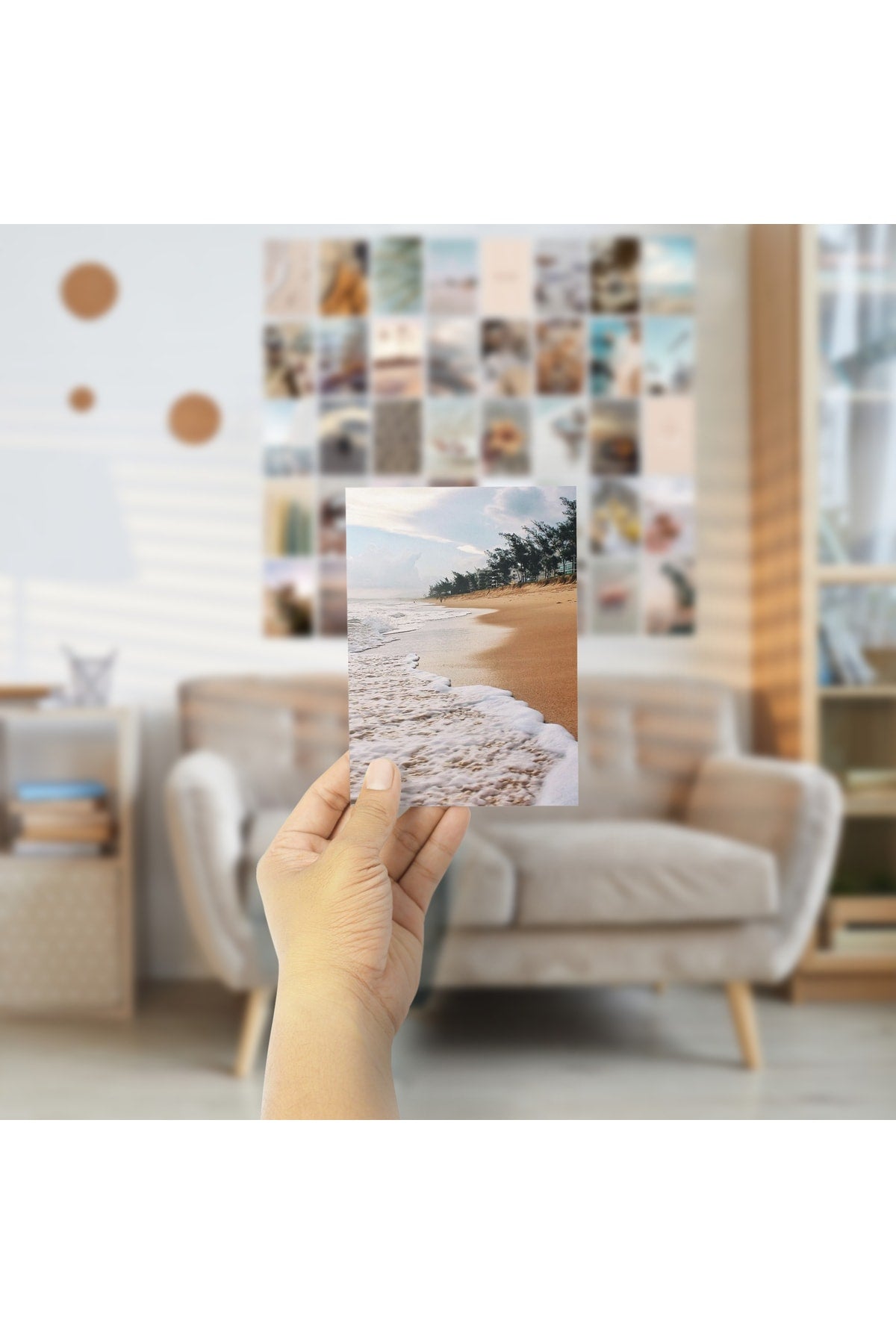 Sahil Duvar Posteri Kolaj Seti - 40 Adet - Arkası Yapışkanlı - Retro Poster Seti - 10cm*15cm