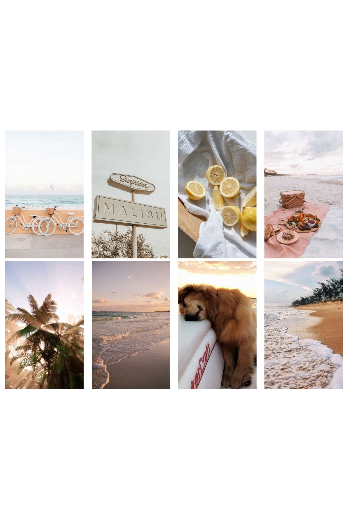 Sahil Duvar Posteri Kolaj Seti - 40 Adet - Arkası Yapışkanlı - Retro Poster Seti - 10cm*15cm