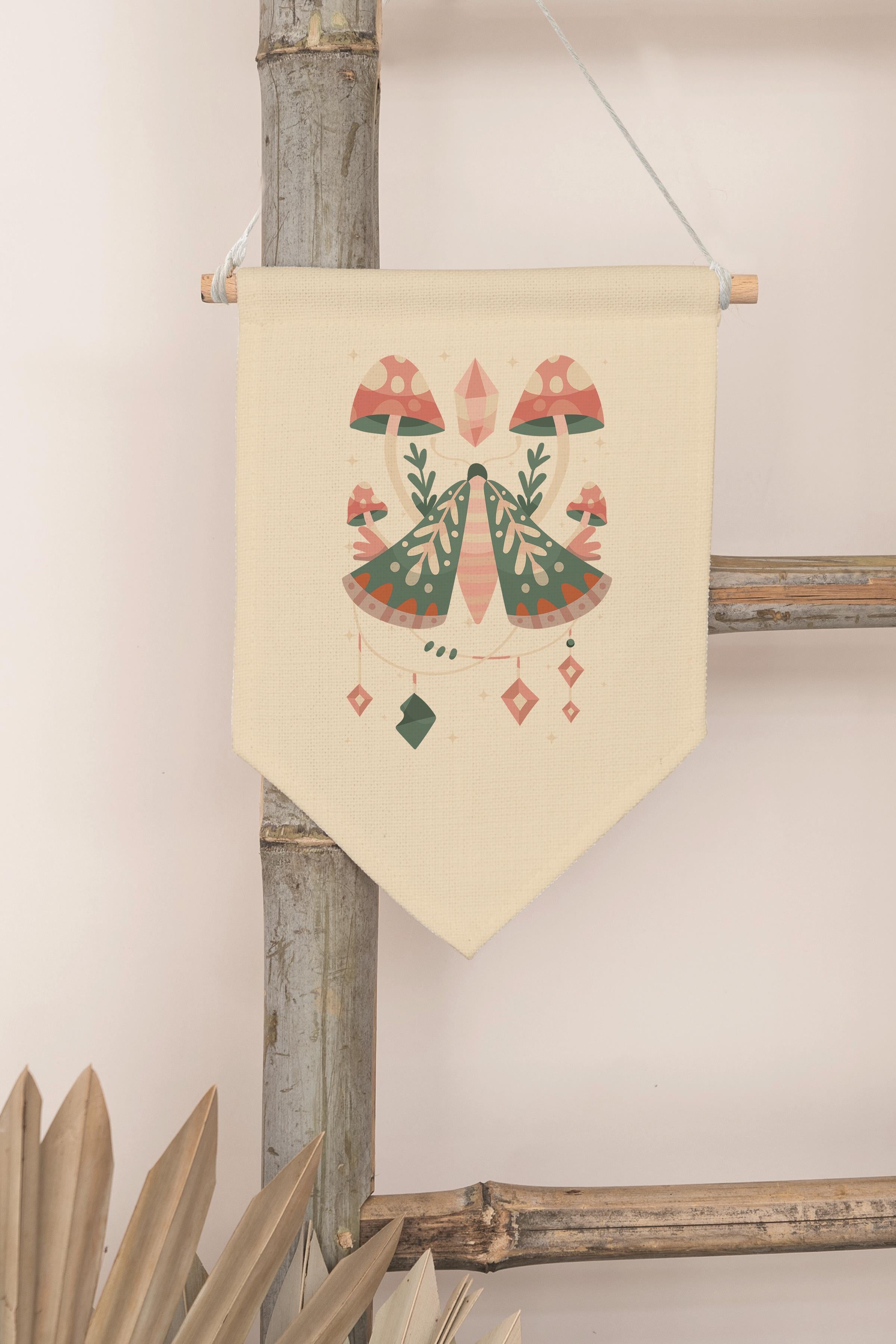 Salon Duvar Dekoru, Pinterest Oda Dekoru, Boho Kanvas Flama Askılı Duvar Örtüsü Ve Süsü NO:472