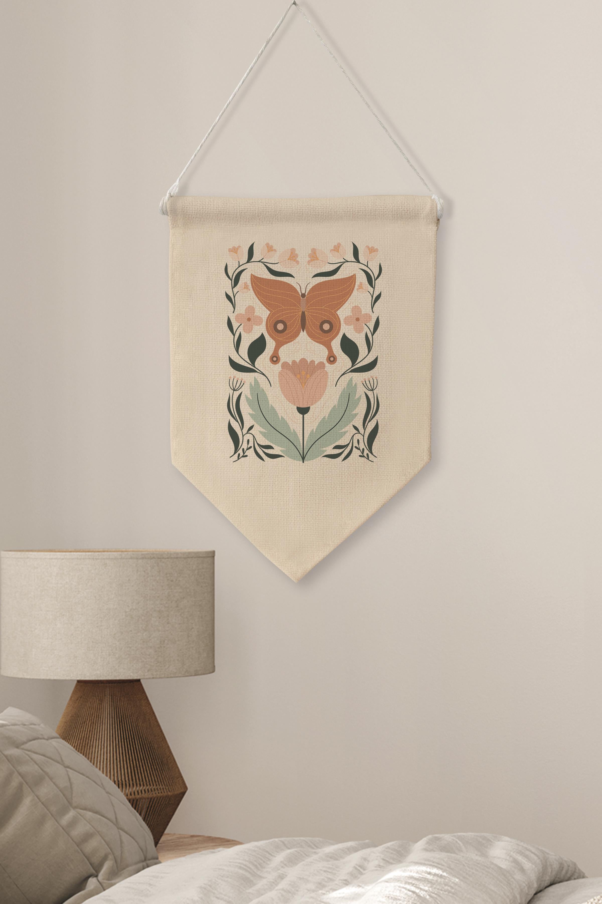 Salon Duvar Dekoru, Pinterest Oda Dekoru, Boho Kanvas Flama Askılı Duvar Örtüsü Ve Süsü NO:502