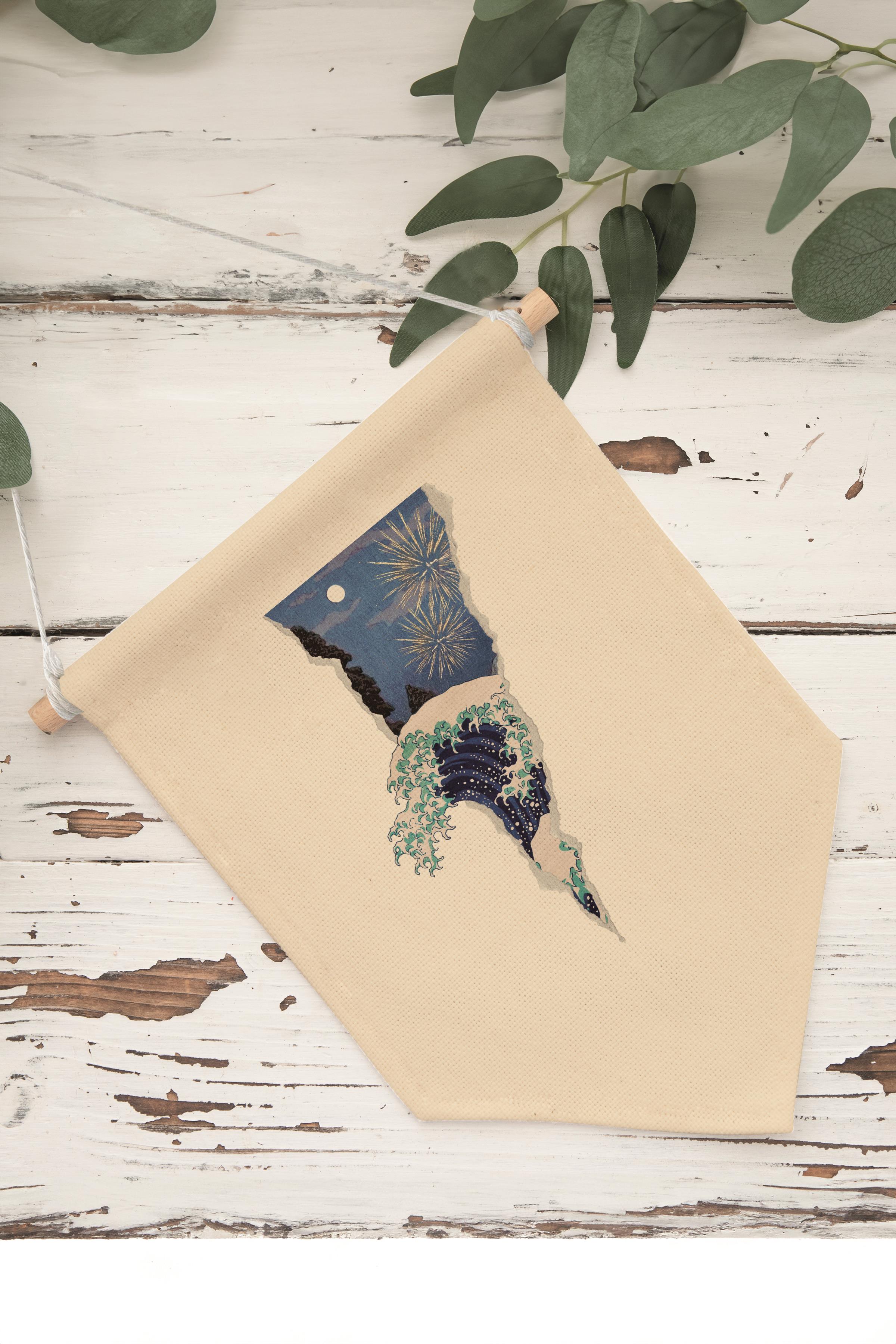 Salon Duvar Dekoru, Pinterest Oda Dekoru, Hokusai Sanat Serisi Kanvas Flama Askılı Duvar Örtüsü Ve Süsü NO:430