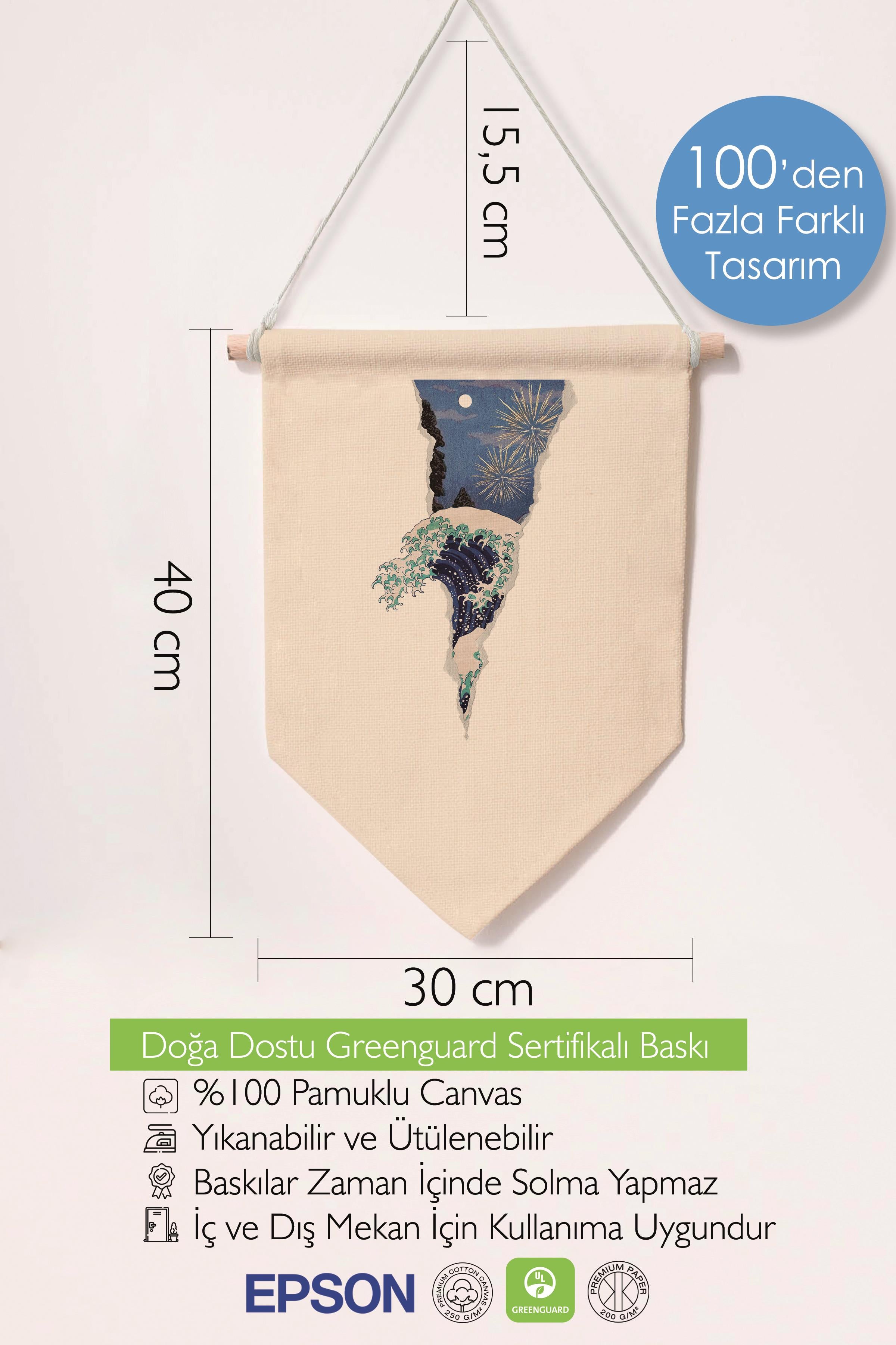 Salon Duvar Dekoru, Pinterest Oda Dekoru, Hokusai Sanat Serisi Kanvas Flama Askılı Duvar Örtüsü Ve Süsü NO:430