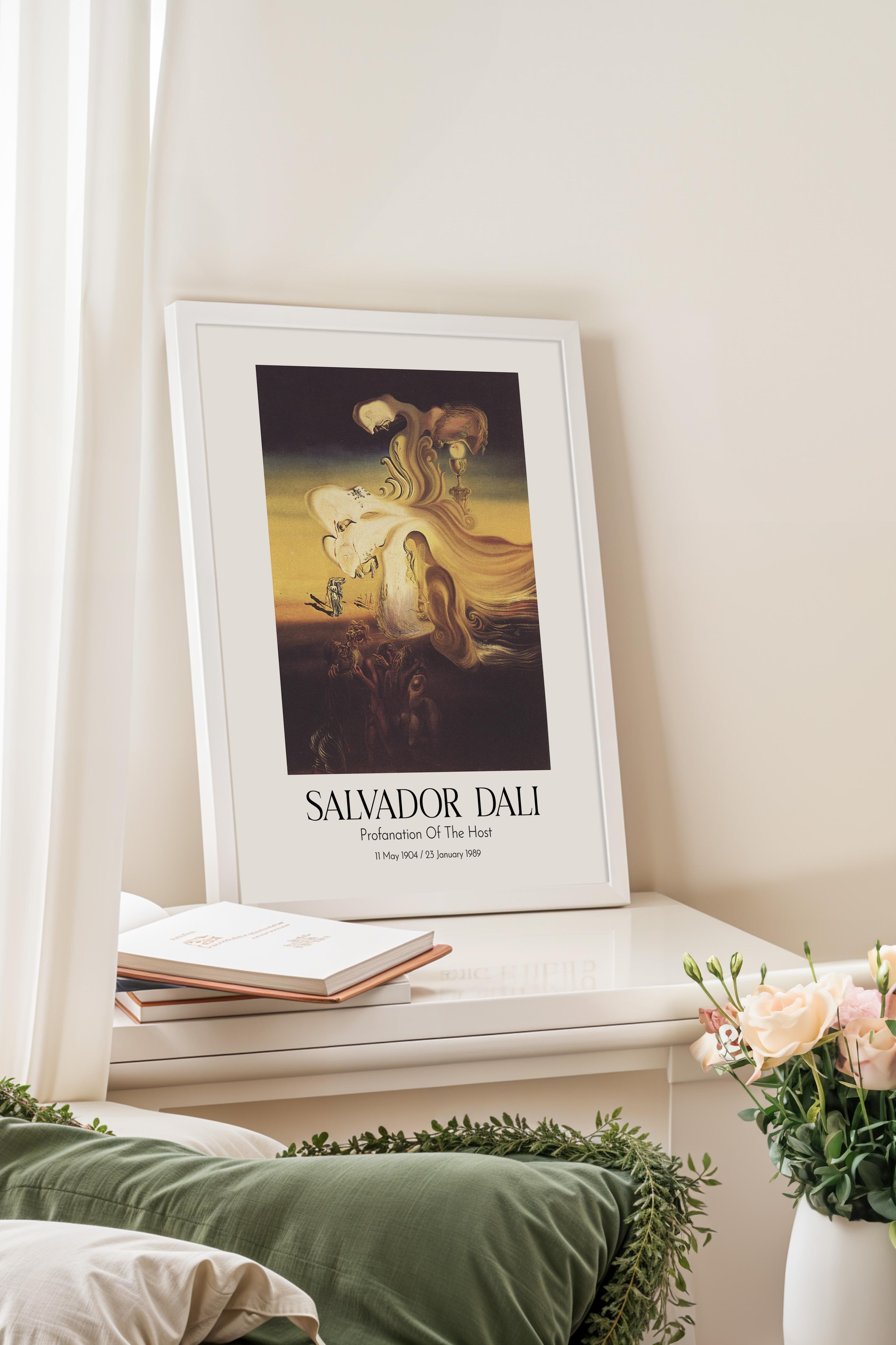 Salvador Dali - Profanation Of The Host, Beyaz Çerçeveli Tablo, Sanat Serisi NO:112503