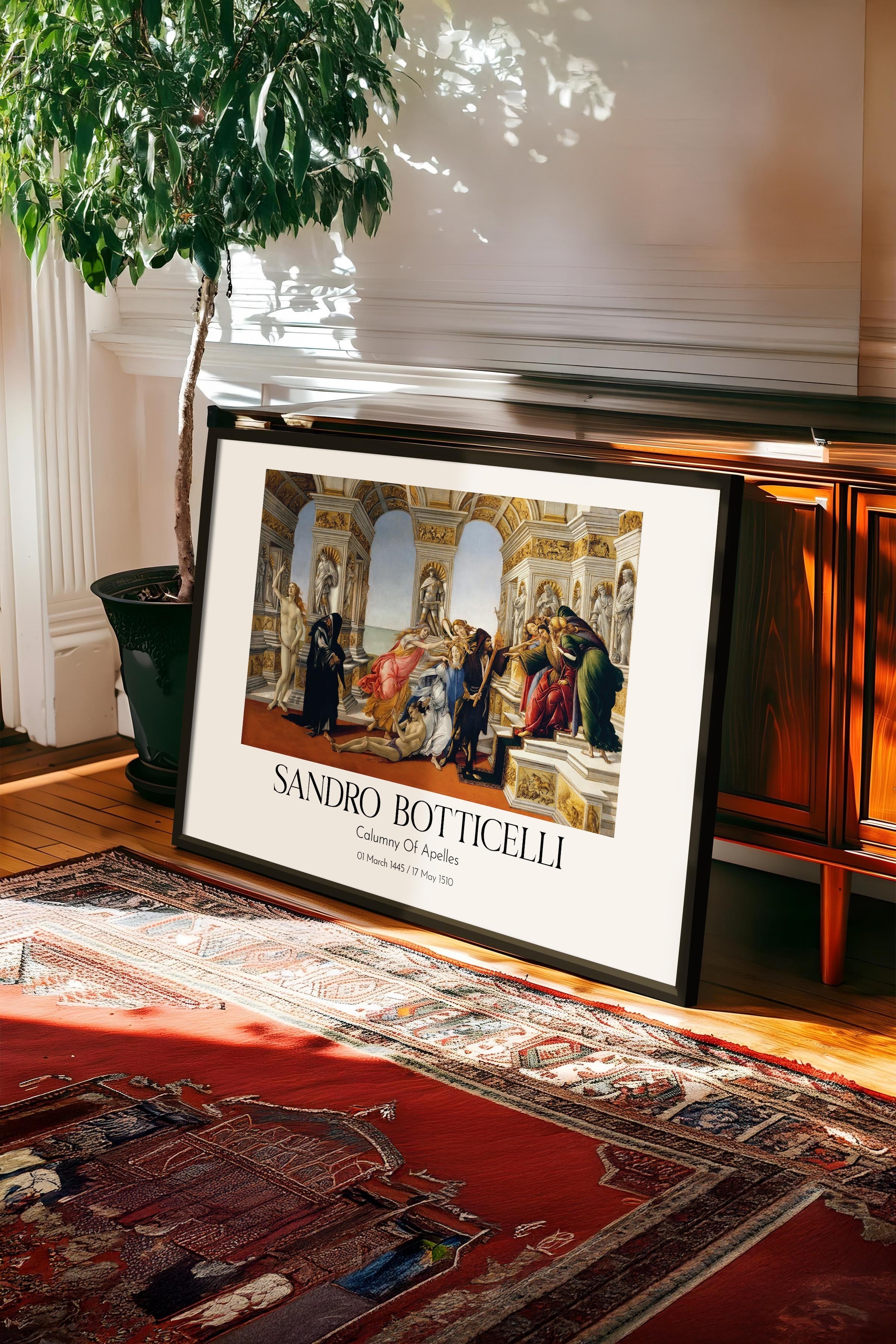 Sandro Botticelli - Calumny Of Apelles, Siyah Çerçeveli Tablo, Sanat Serisi NO:110771
