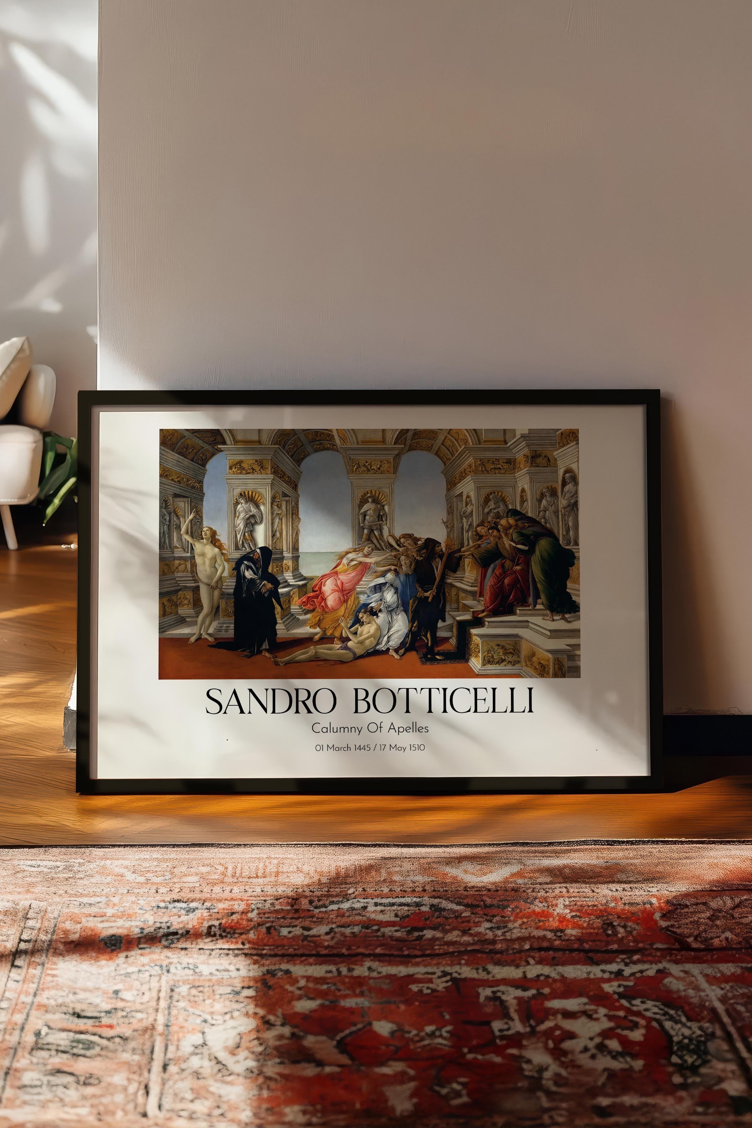 Sandro Botticelli - Calumny Of Apelles, Siyah Çerçeveli Tablo, Sanat Serisi NO:110771