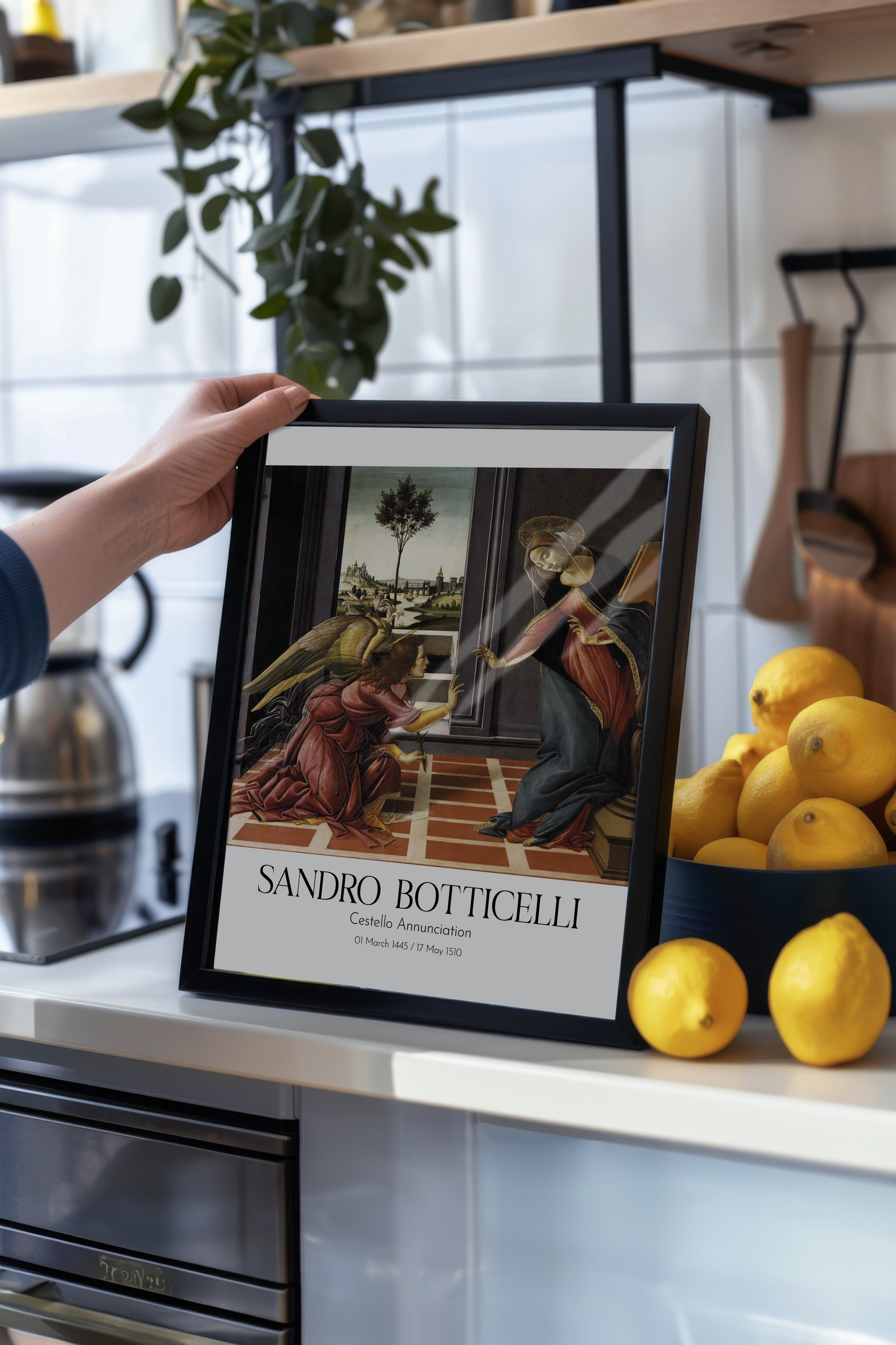 Sandro Botticelli - Cestello Annunciation, Siyah Çerçeveli Tablo, Sanat Serisi NO:110744