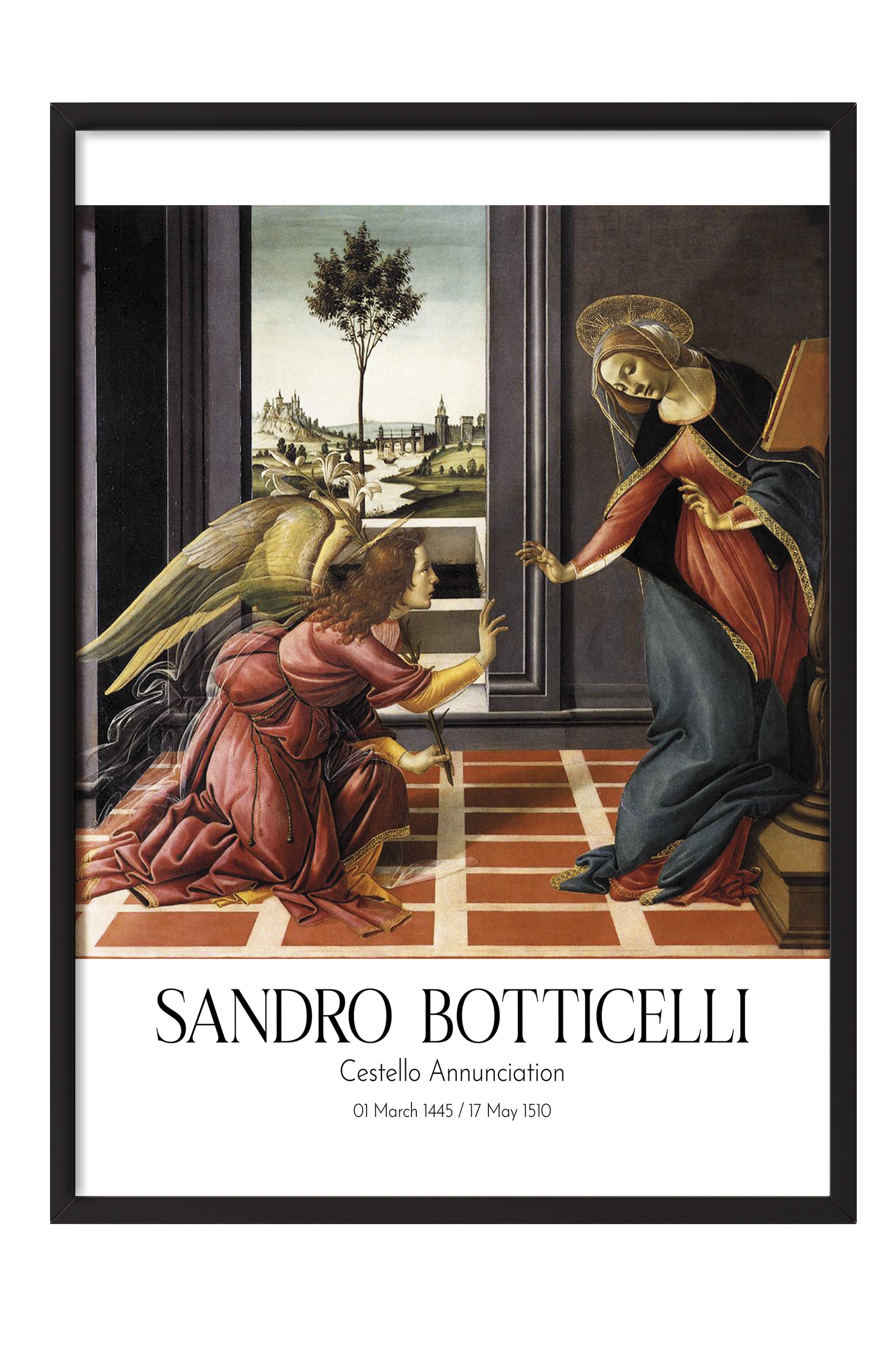 Sandro Botticelli - Cestello Annunciation, Siyah Çerçeveli Tablo, Sanat Serisi NO:110744