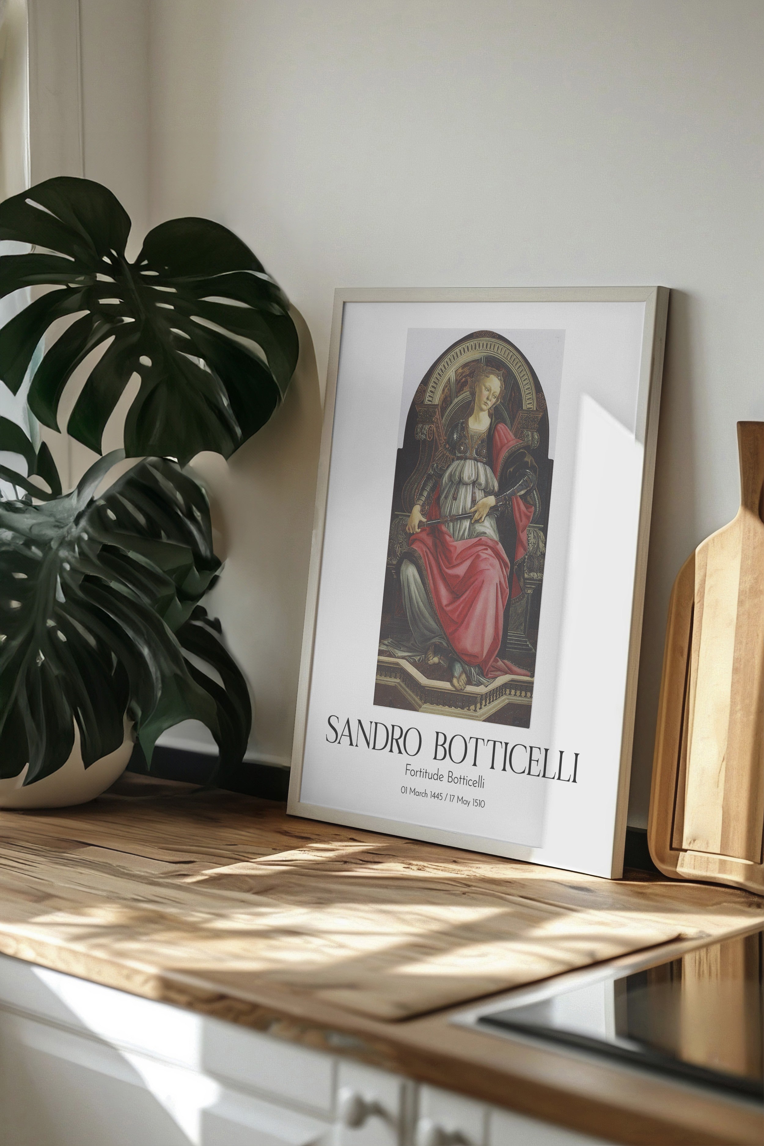 Sandro Botticelli - Fortitude Botticelli, Beyaz Çerçeveli Tablo, Sanat Serisi NO:110745