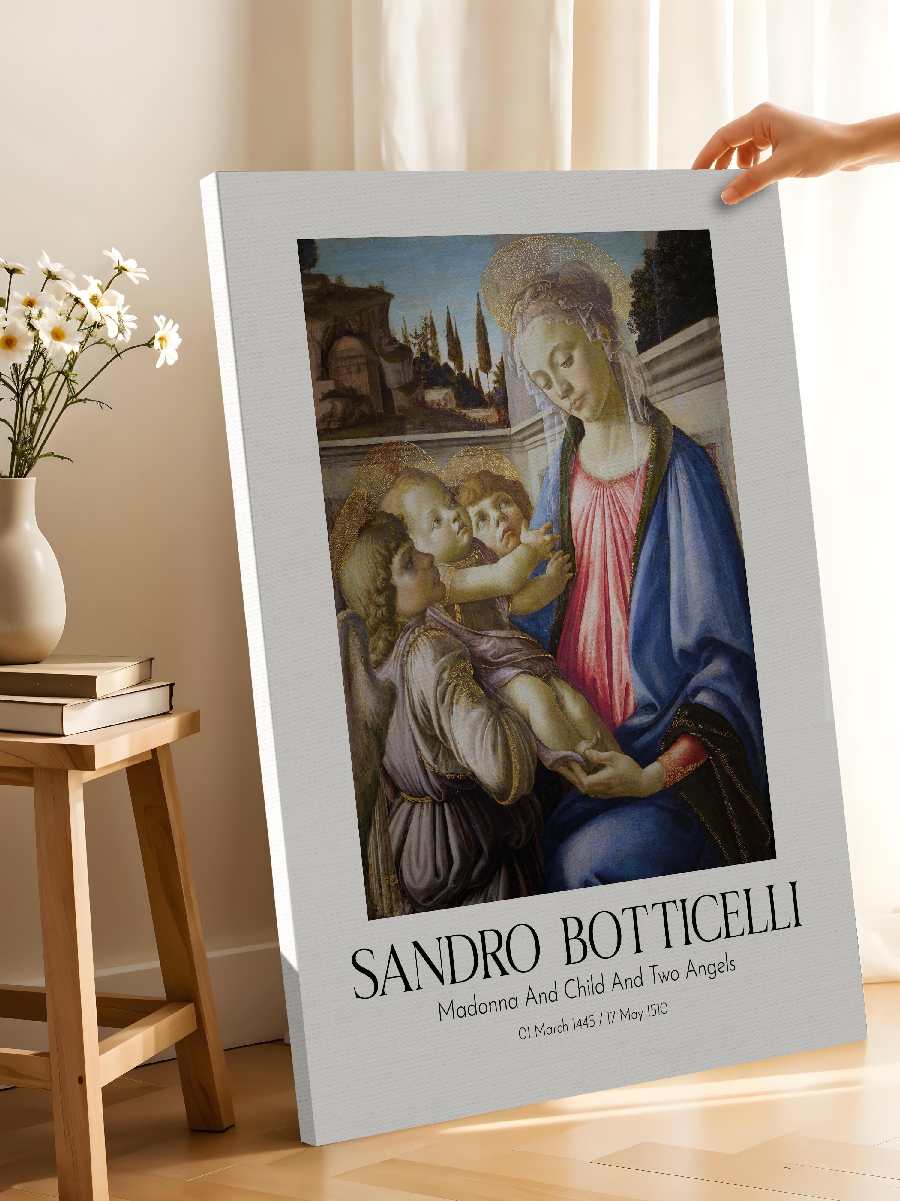 Sandro Botticelli - Madonna And Child And Two Angels, Kanvas Tablo, Sanat Serisi NO:110747