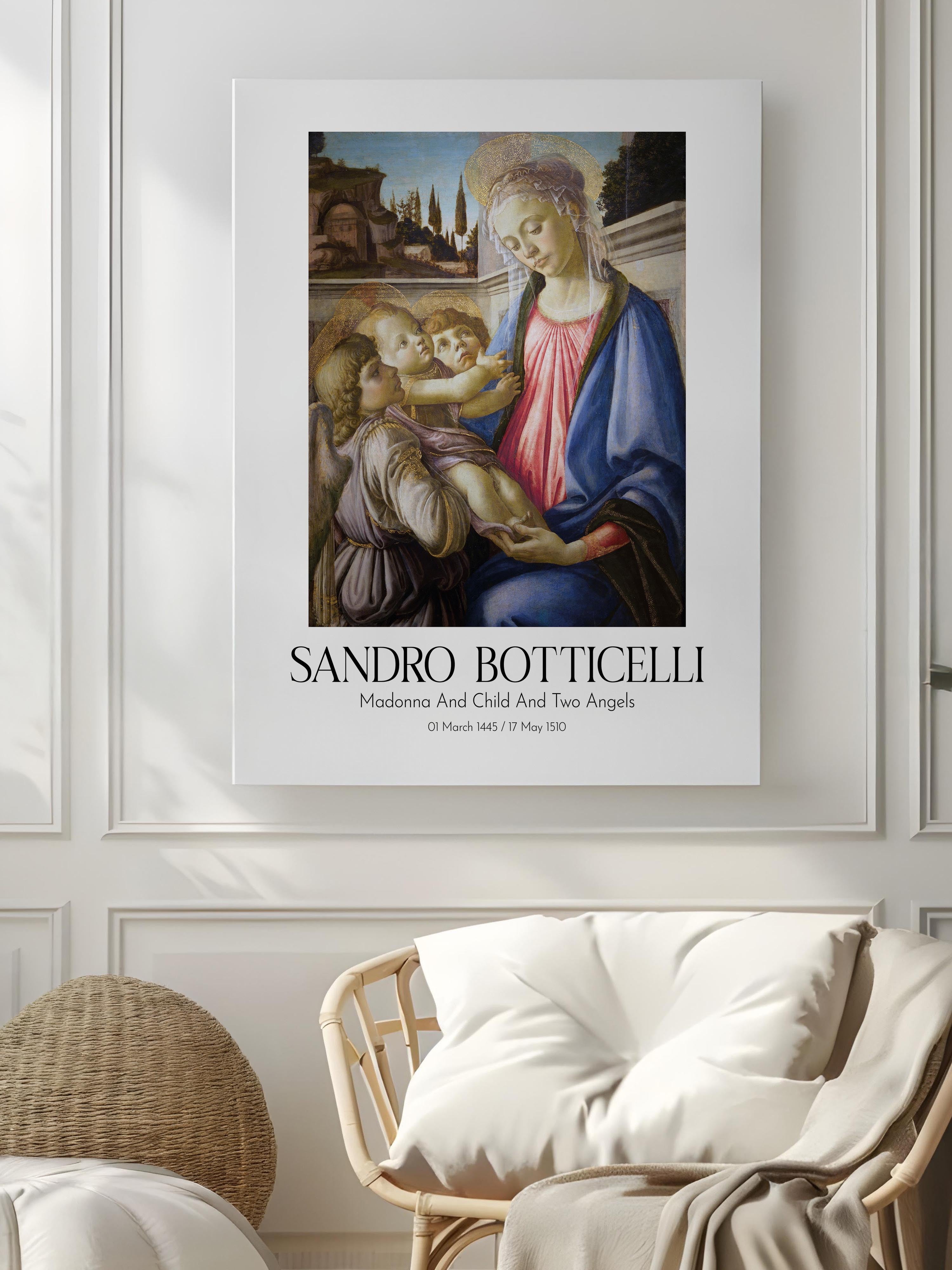 Sandro Botticelli - Madonna And Child And Two Angels, Kanvas Tablo, Sanat Serisi NO:110747