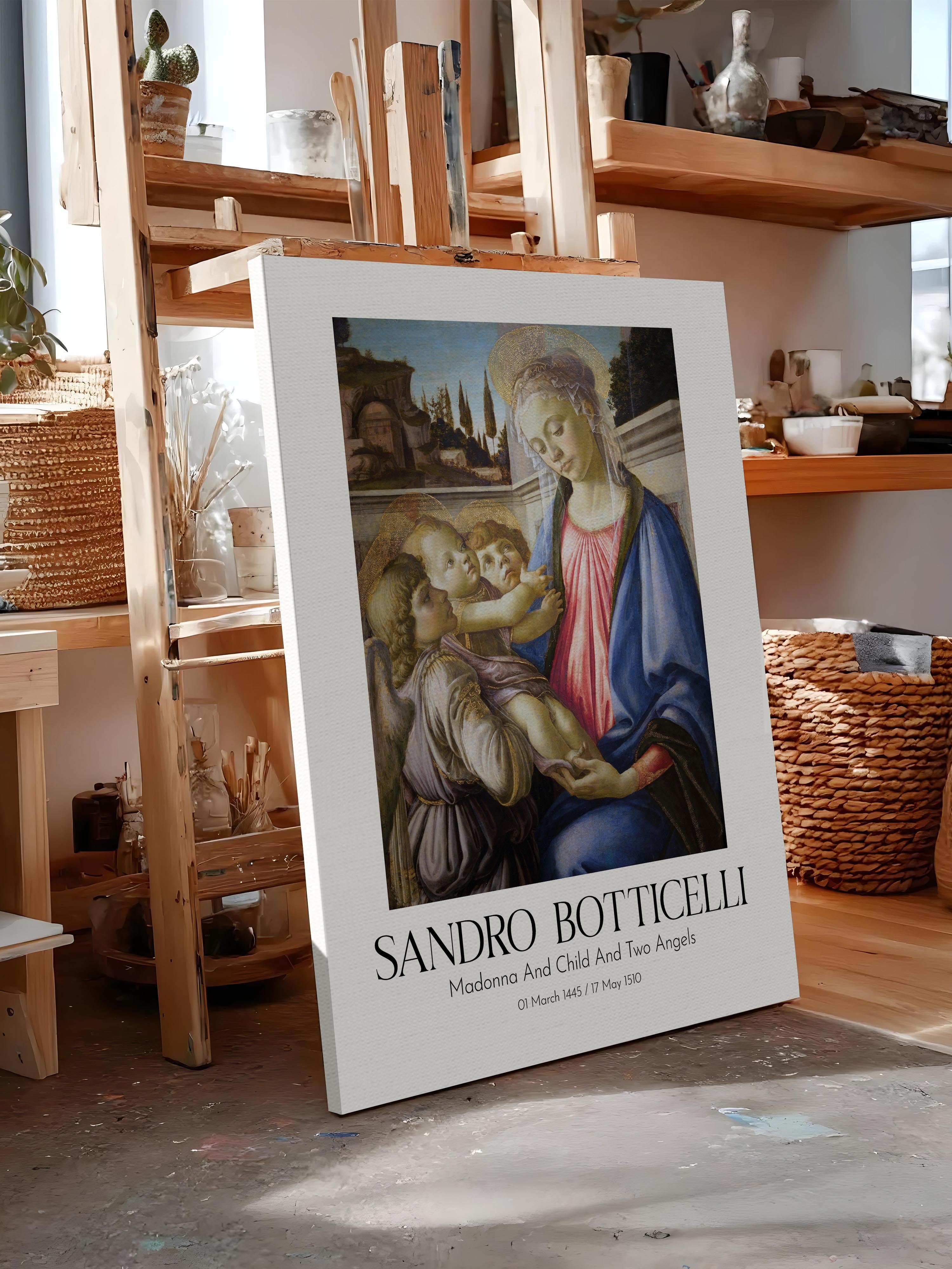 Sandro Botticelli - Madonna And Child And Two Angels, Kanvas Tablo, Sanat Serisi NO:110747
