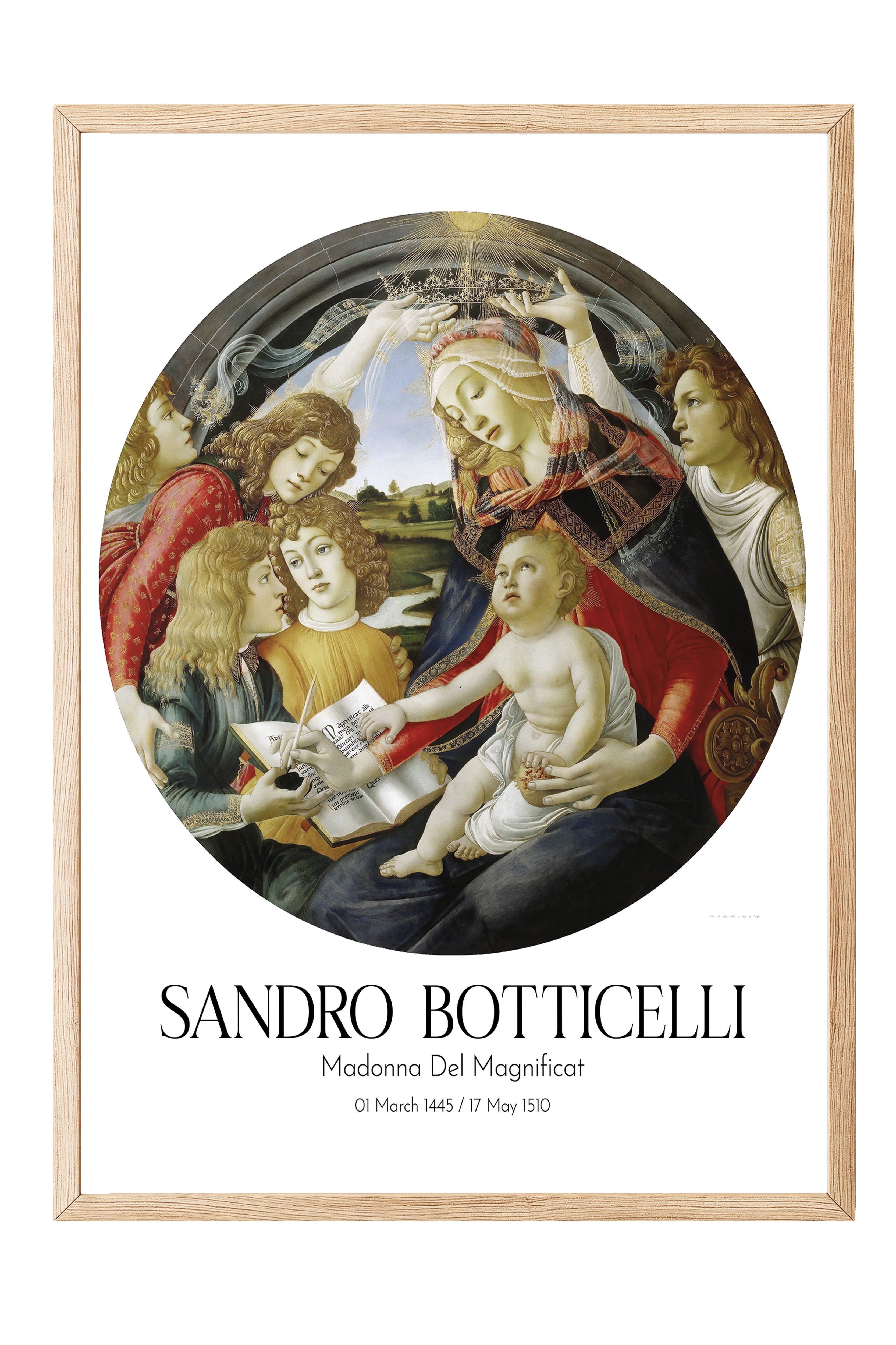 Sandro Botticelli - Madonna Del Magnificat, Ahşap Çerçeveli Tablo, Sanat Serisi NO:110750