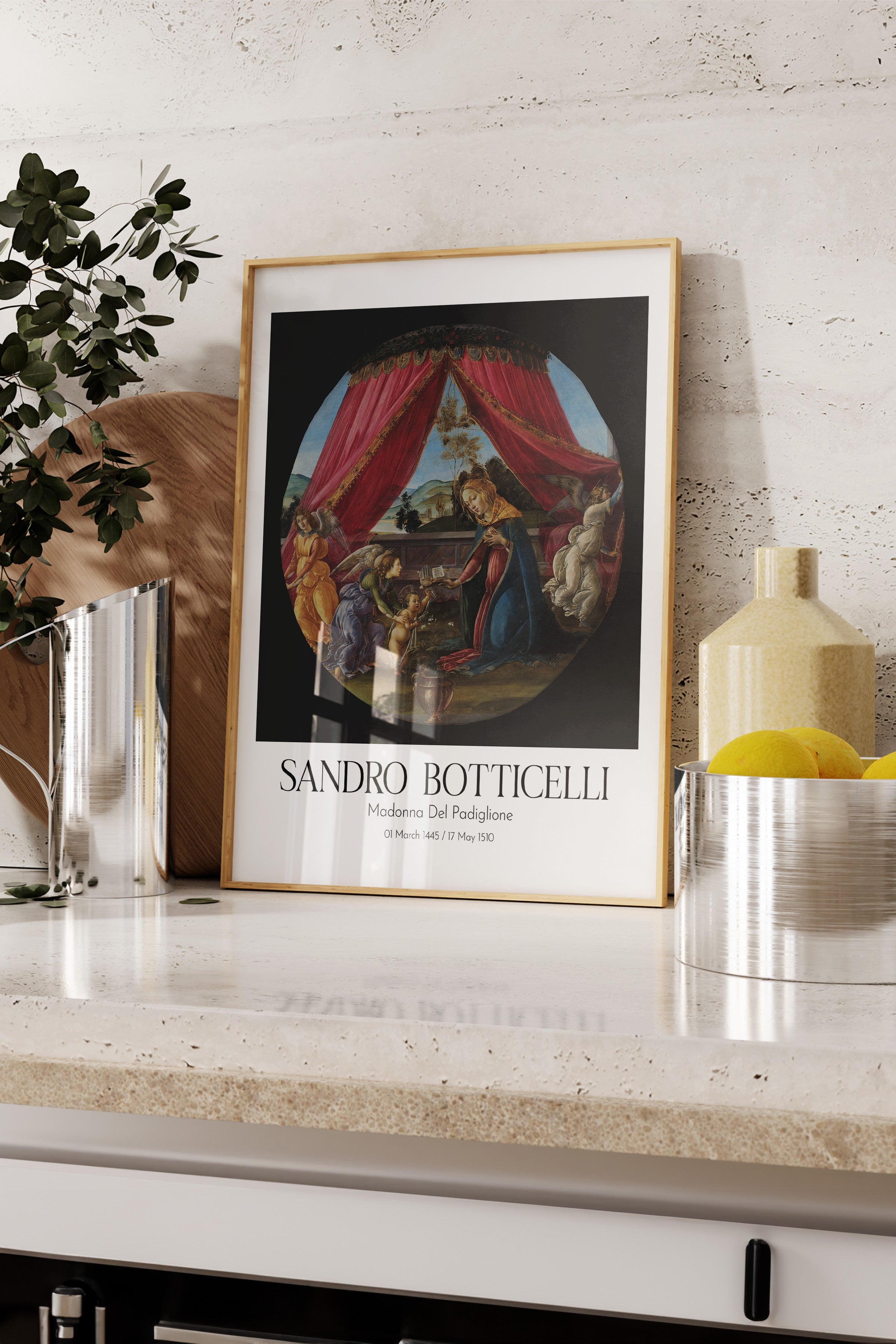 Sandro Botticelli - Madonna Del Padiglione, Ahşap Çerçeveli Tablo, Sanat Serisi NO:110748